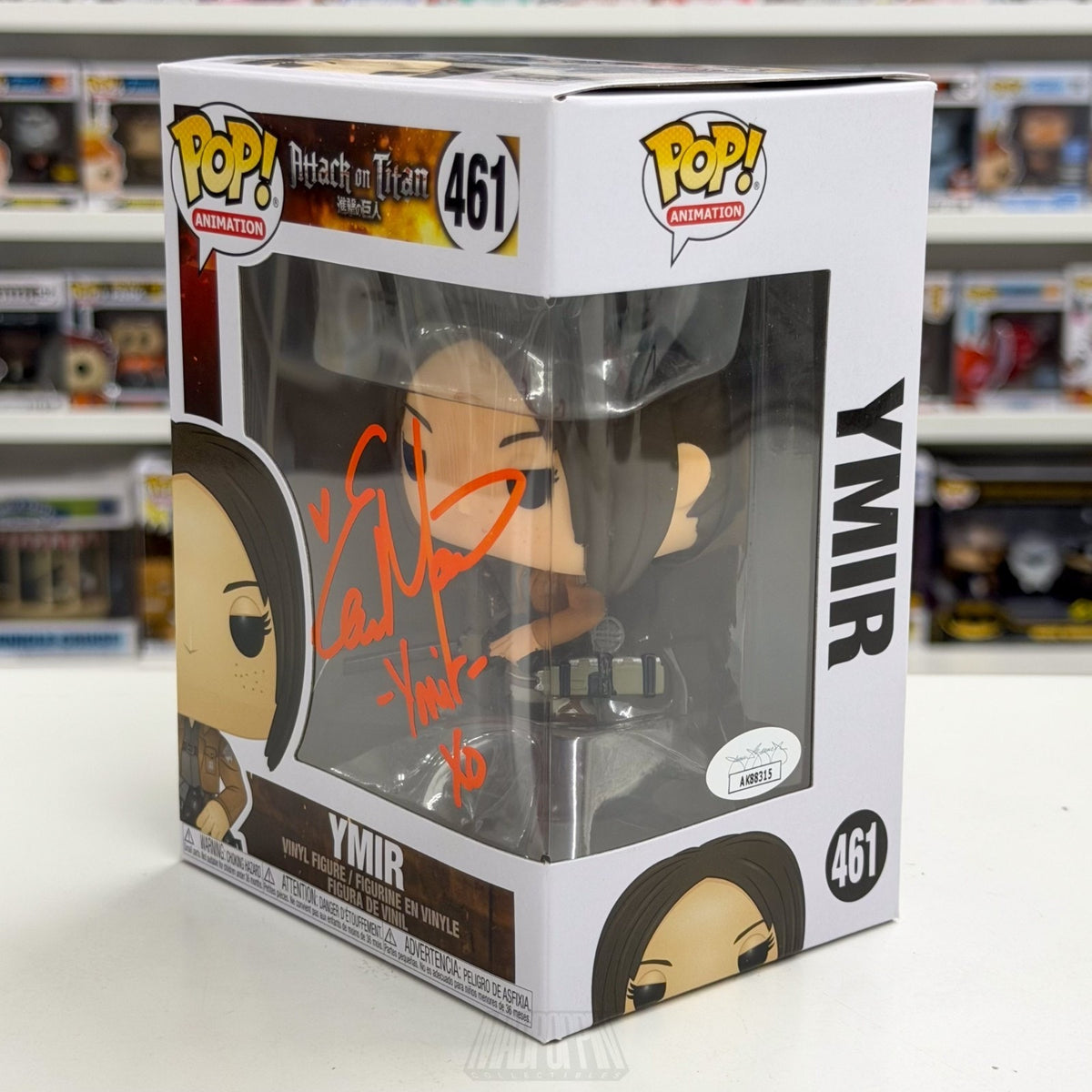Funko Pop Anime Attack on Titan Ymir 461 Auto Elizabeth Maxwell JSA Vinyl Figure