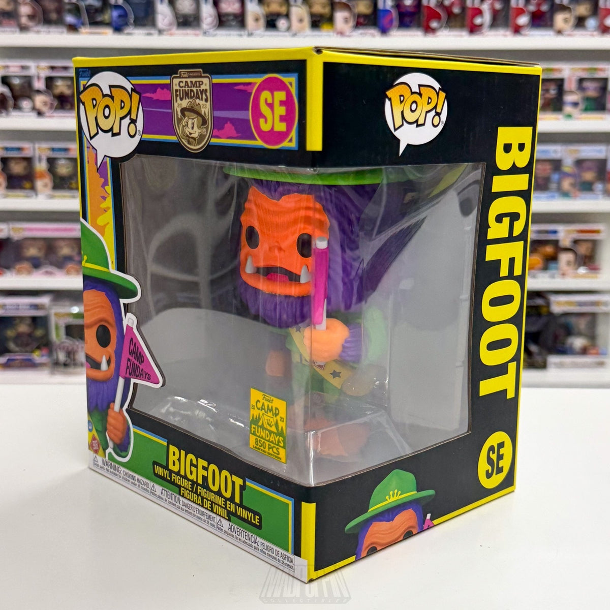 Funko Pop Camp Fundays Bigfoot Pink Flag Blacklight 850 Pcs SE 6" Vinyl Figure
