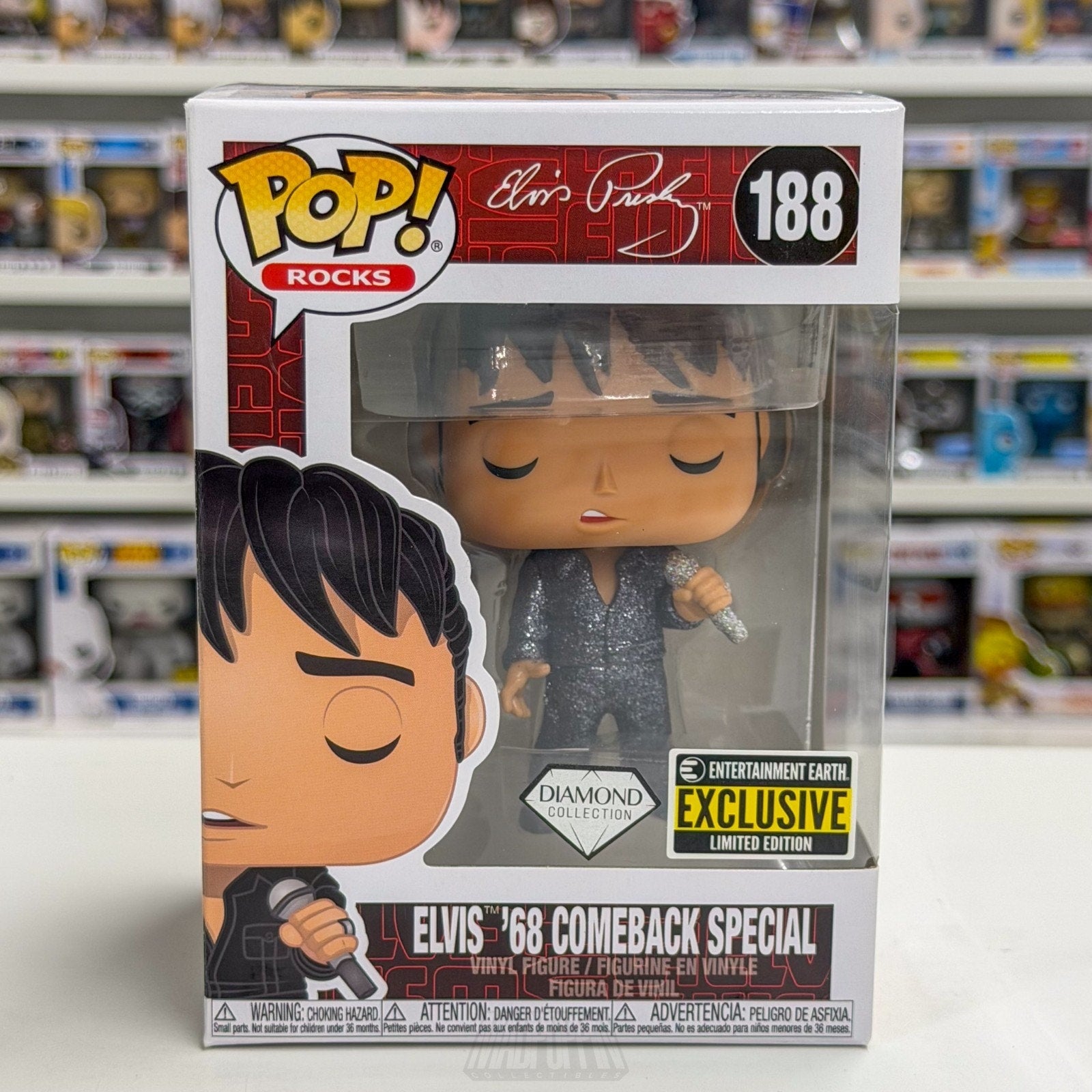 Funko Pop Elvis Presley 68 Comeback Special Diamond Entertainment Earth 188 Toy
