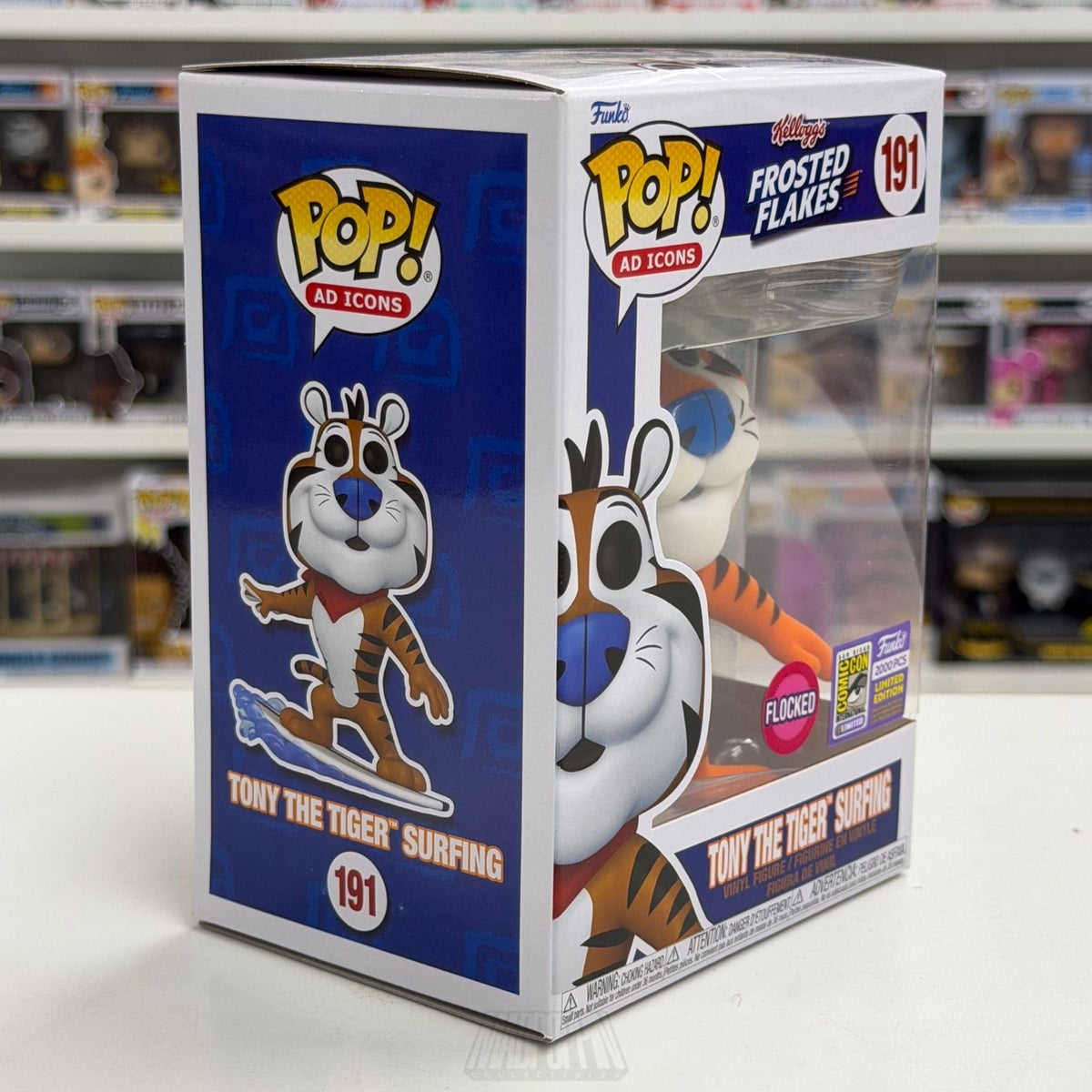 Funko Pop Ad Icons Frosted Flakes Tony the Tiger Surfing Flocked SDCC 191 Figure