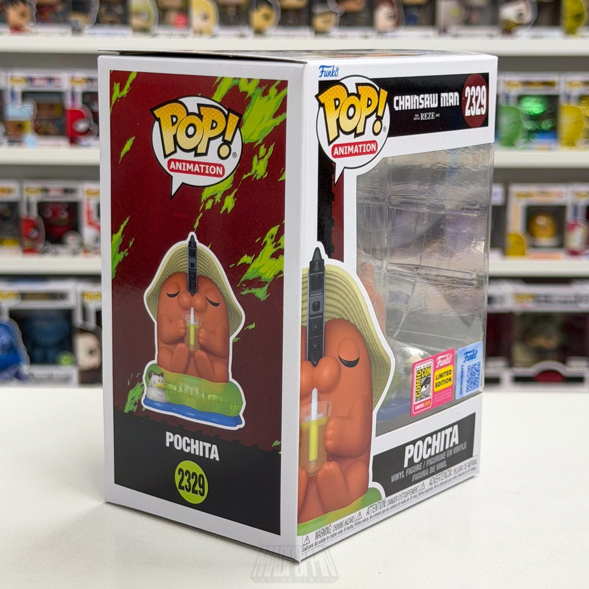 Funko Pop Anime Chainsaw Man Pochita Lounging 2329 SDCC 2026 Manga CON STICKER