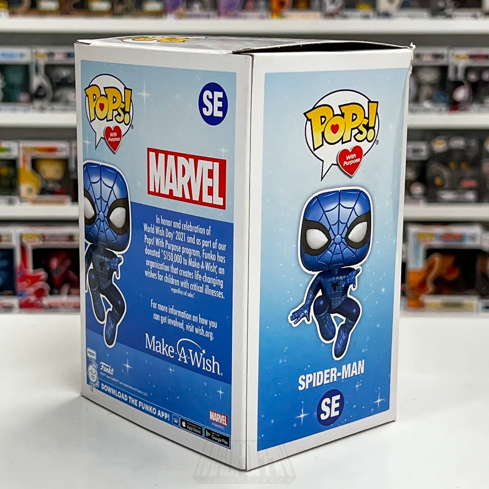 Funko Pops w/Pupose Marvel Make A Wish Spider-Man Blue Metallic SE Vinyl Figure4