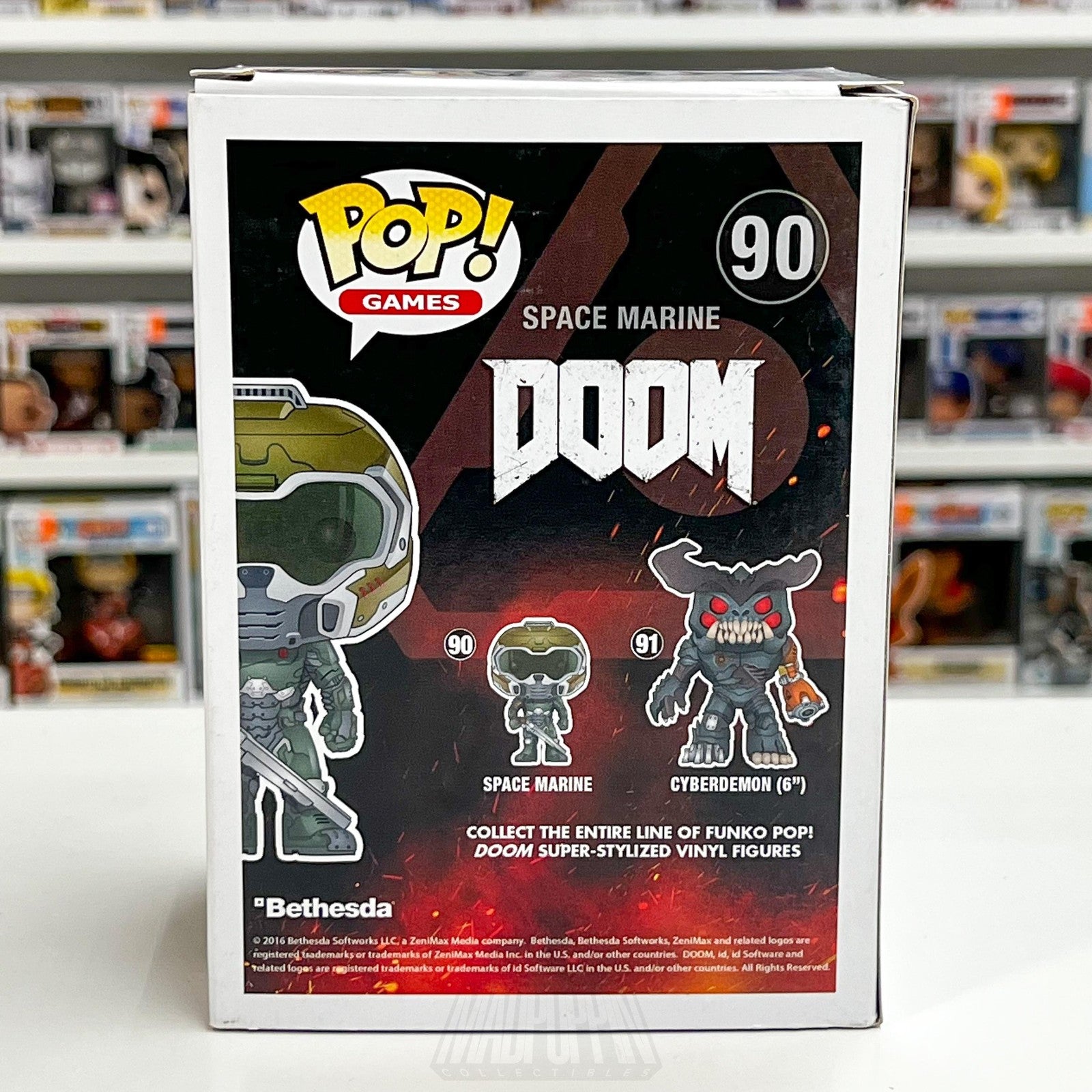 Funko Pop Video Games DOOM Space Marine #90 Vinyl Figure Boxed 2016 Bethesda Toy