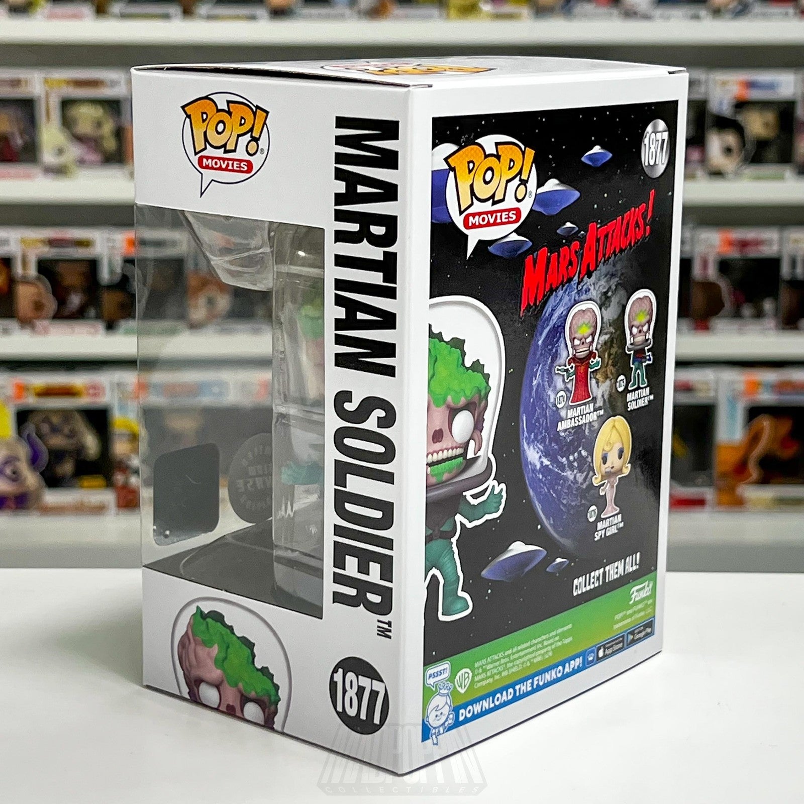 Funko Pop Mars Attacks Martian Soldier 1877 Glow Chase Specialty Exclusive Movie