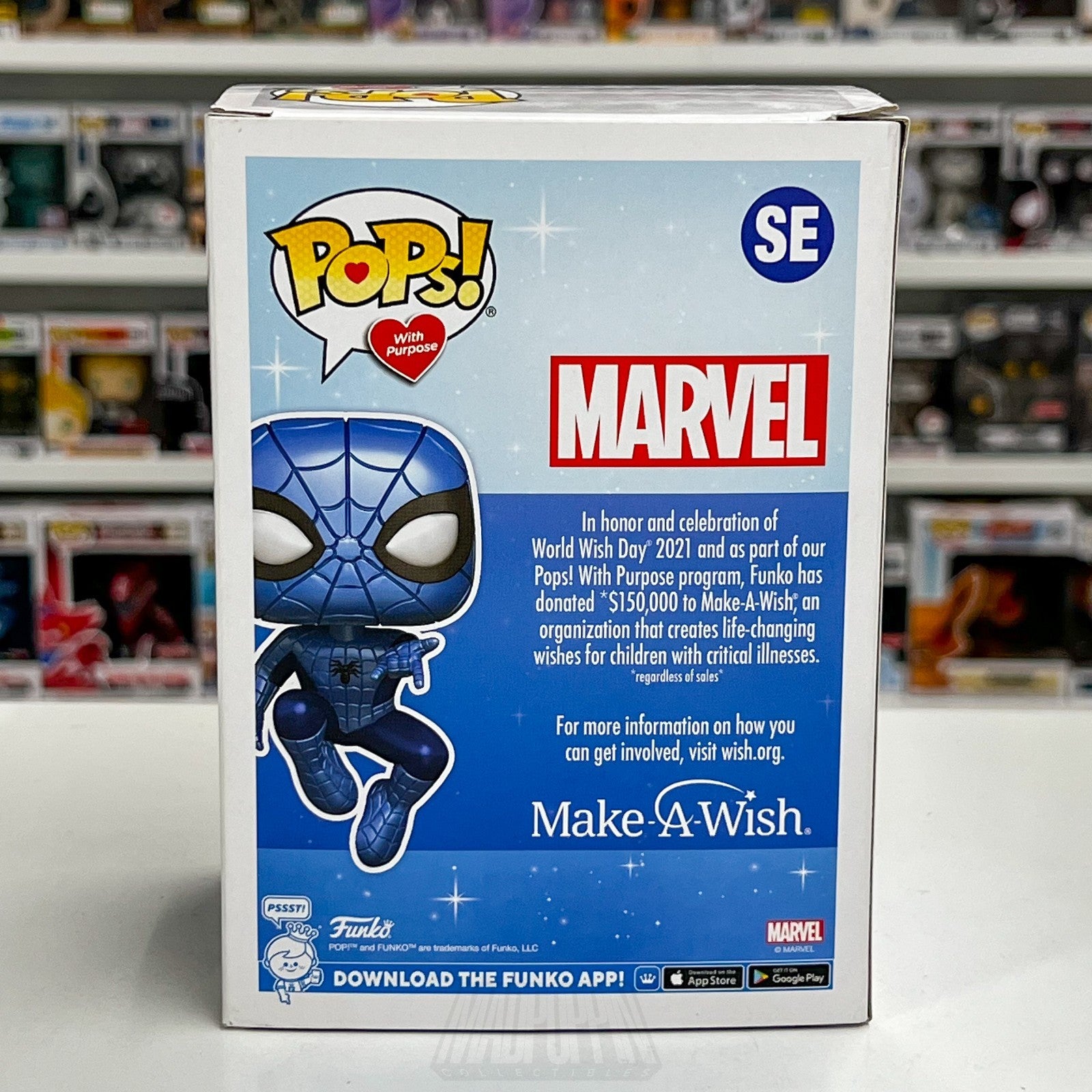 Funko Pops w/Pupose Marvel Make A Wish Spider-Man Blue Metallic SE Vinyl Figure3