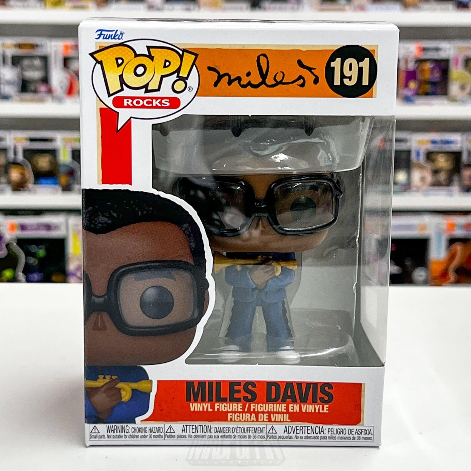 Funko Pop! Rocks Miles Davis #191 Vinyl Figure Jazz Trumpet Collectible Boxed0