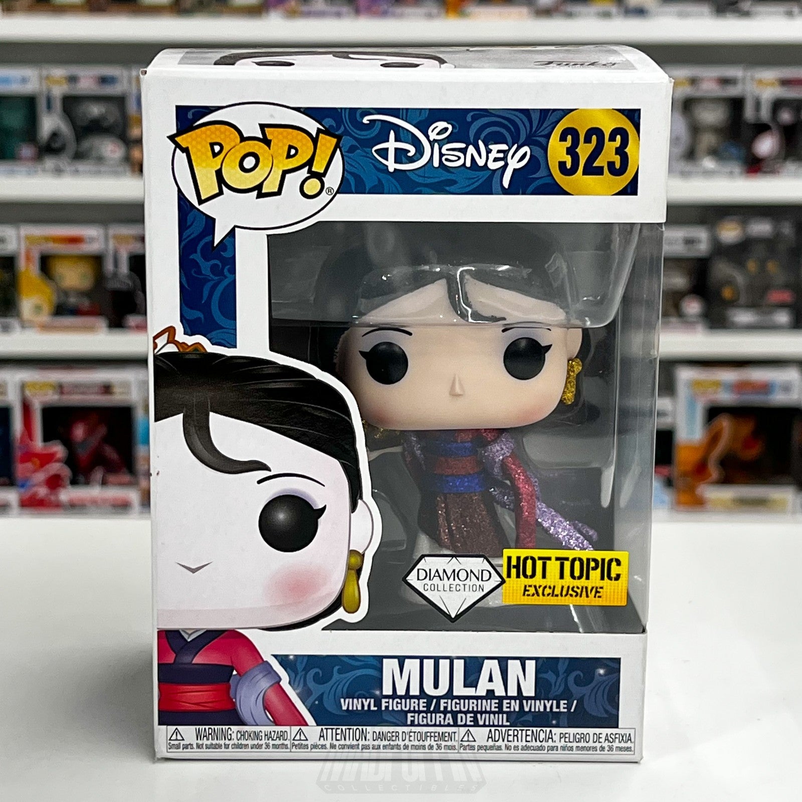 Funko Pop Disney Mulan Dancing Diamond Glitter Hot Topic 323 Princess Toy Figure0