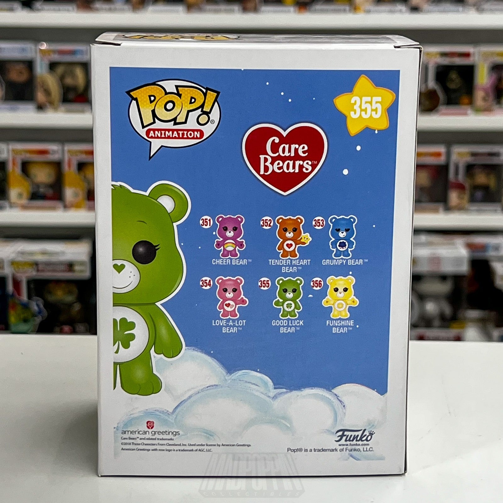 Funko Pop Animation Good Luck Care Bears Flocked ECCC 355 Green Toy Vinyl Figure3