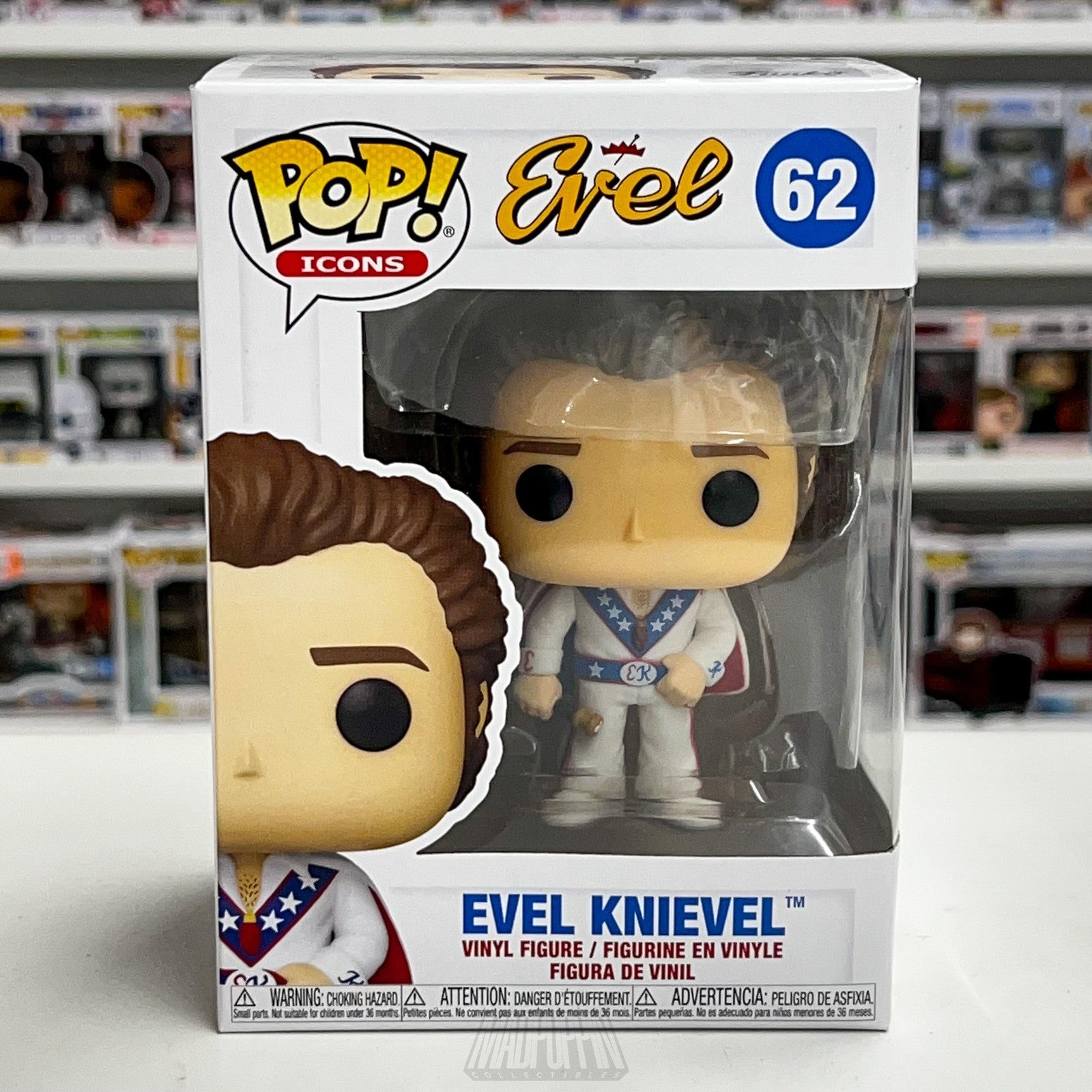 Funko Pop Icons Evel Knievel 62 Vinyl Figure Collectible New in Box Mint