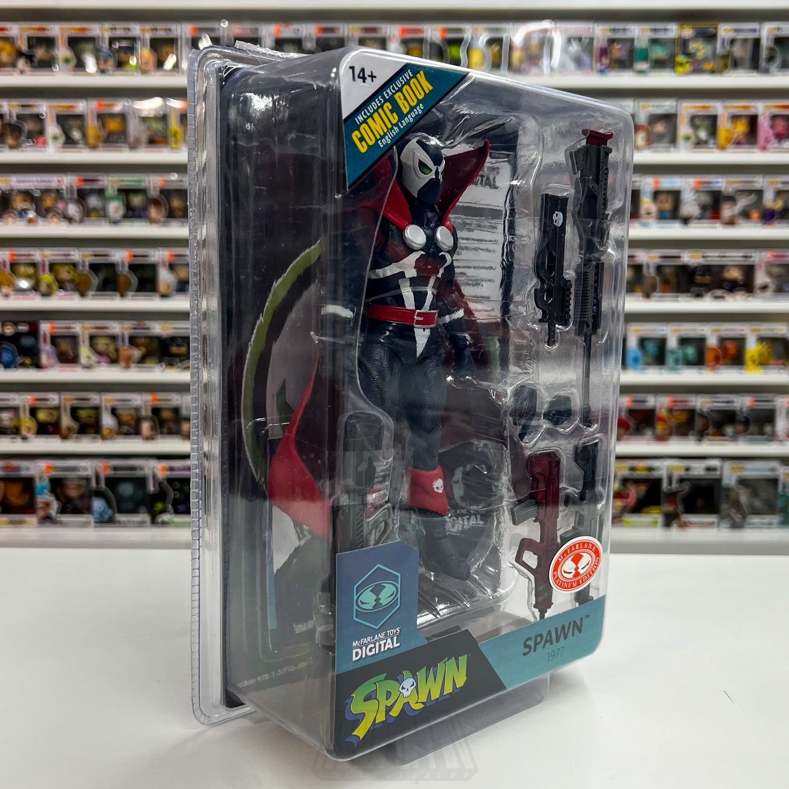 McFarlane Toys Spawn 1977 Page Punchers RED PLATINUM 7" Action Figure Comic Book