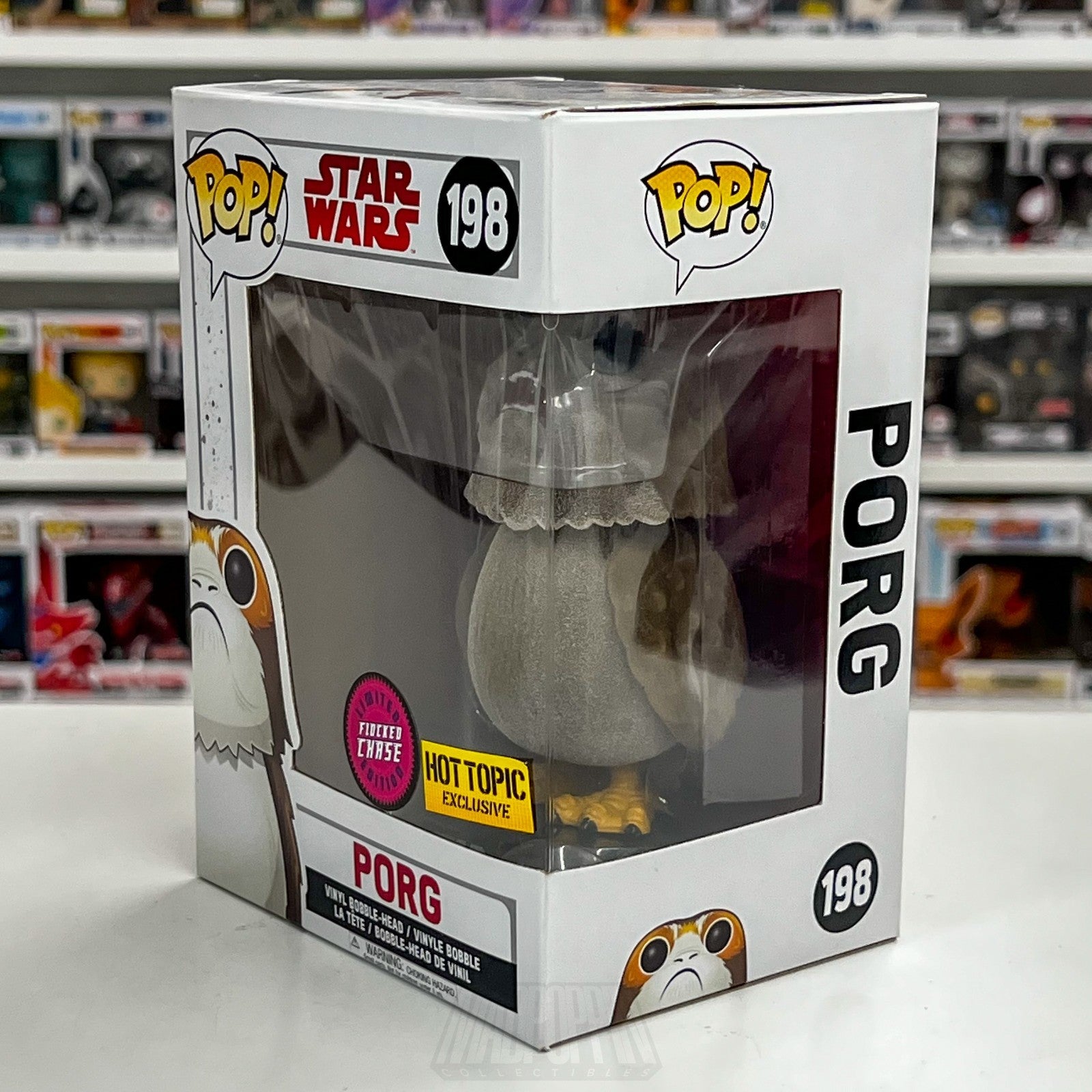 Funko Pop Star Wars Porg Open Mouth Flocked Chase Hot Topic 198 Toy Vinyl Figure1