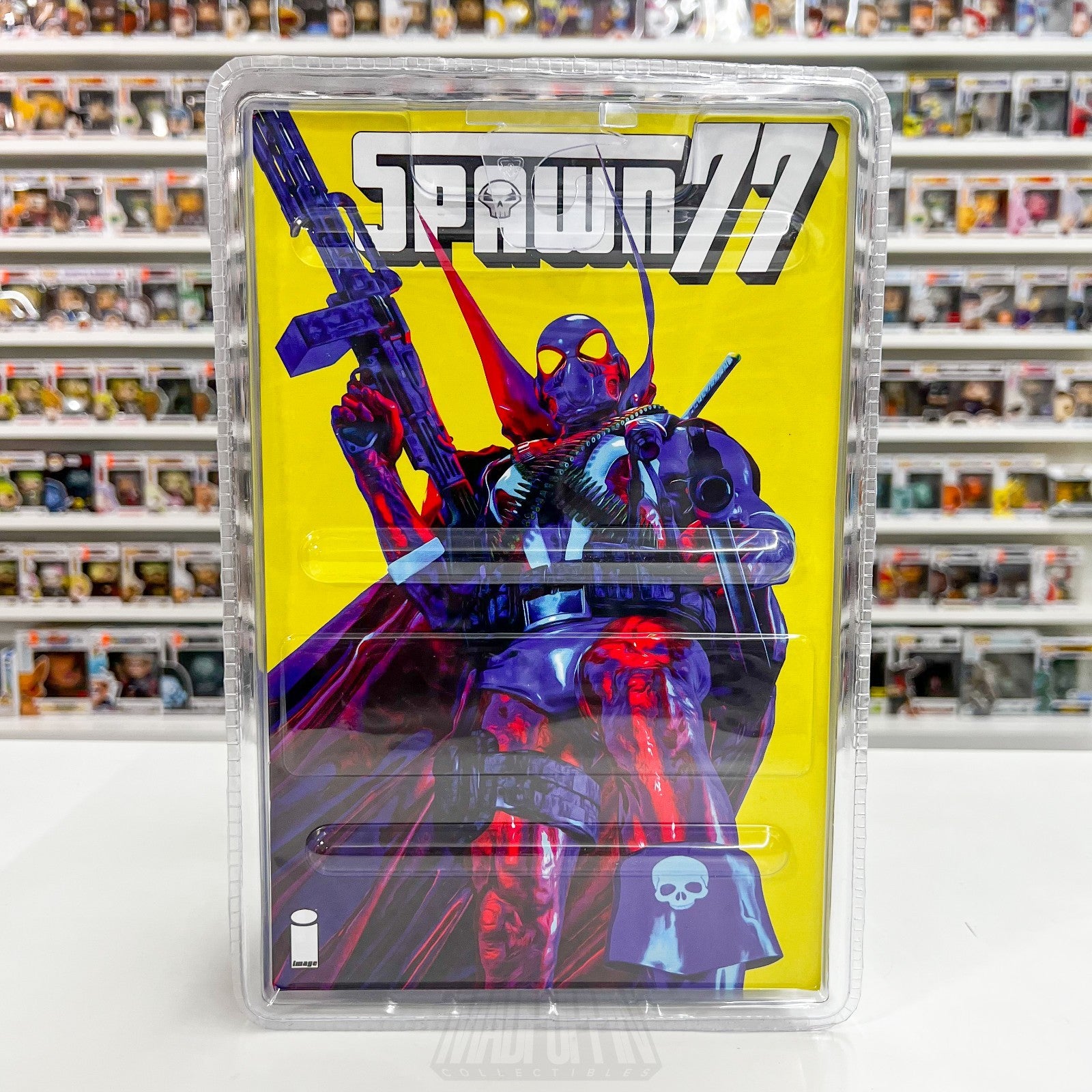 McFarlane Toys Spawn 1977 Page Punchers RED PLATINUM 7" Action Figure Comic Blue