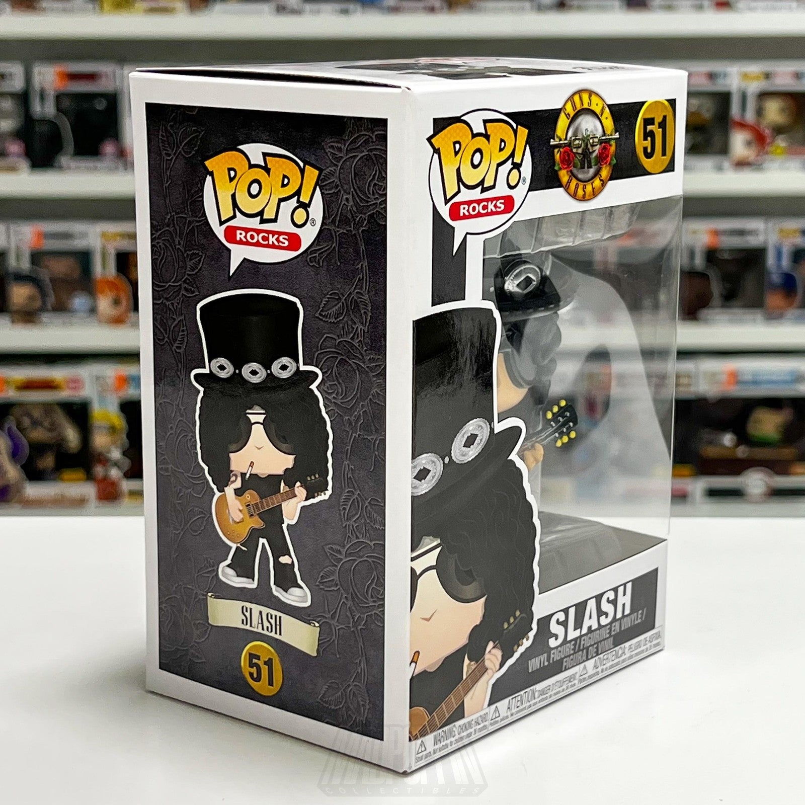 Funko Pop Rocks Slash 51 Guns N' Roses Vinyl Figure Window Display Box 2018 GNR