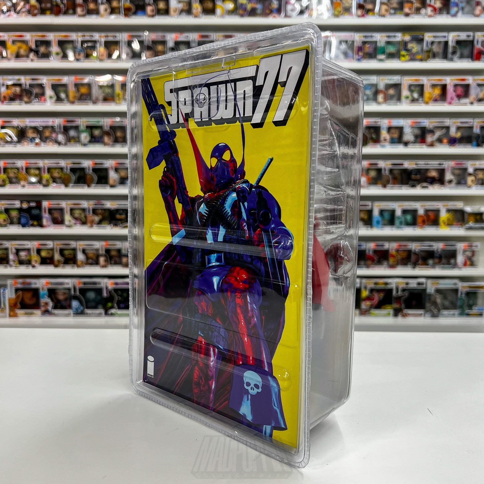 McFarlane Toys Spawn 1977 Page Punchers RED PLATINUM 7" Action Figure Comic Blue