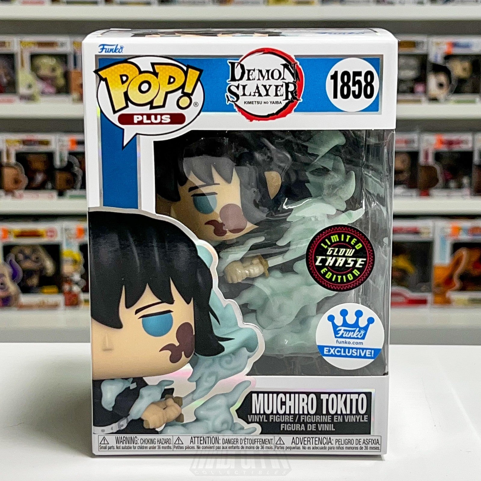Funko Pop Plus Demon Slayer Muichiro Tokito 1858 GITD Chase Funko Exclusive