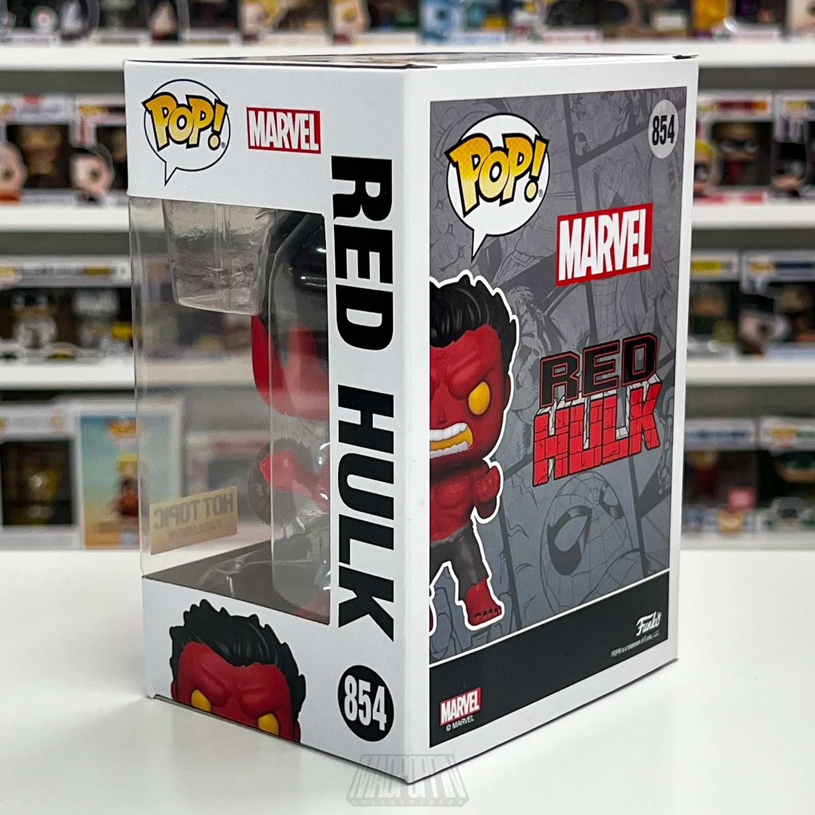 Funko Pop Marvel Red Hulk 854 Glow Chase Hot Topic Exclusive Vinyl Figure Bobble