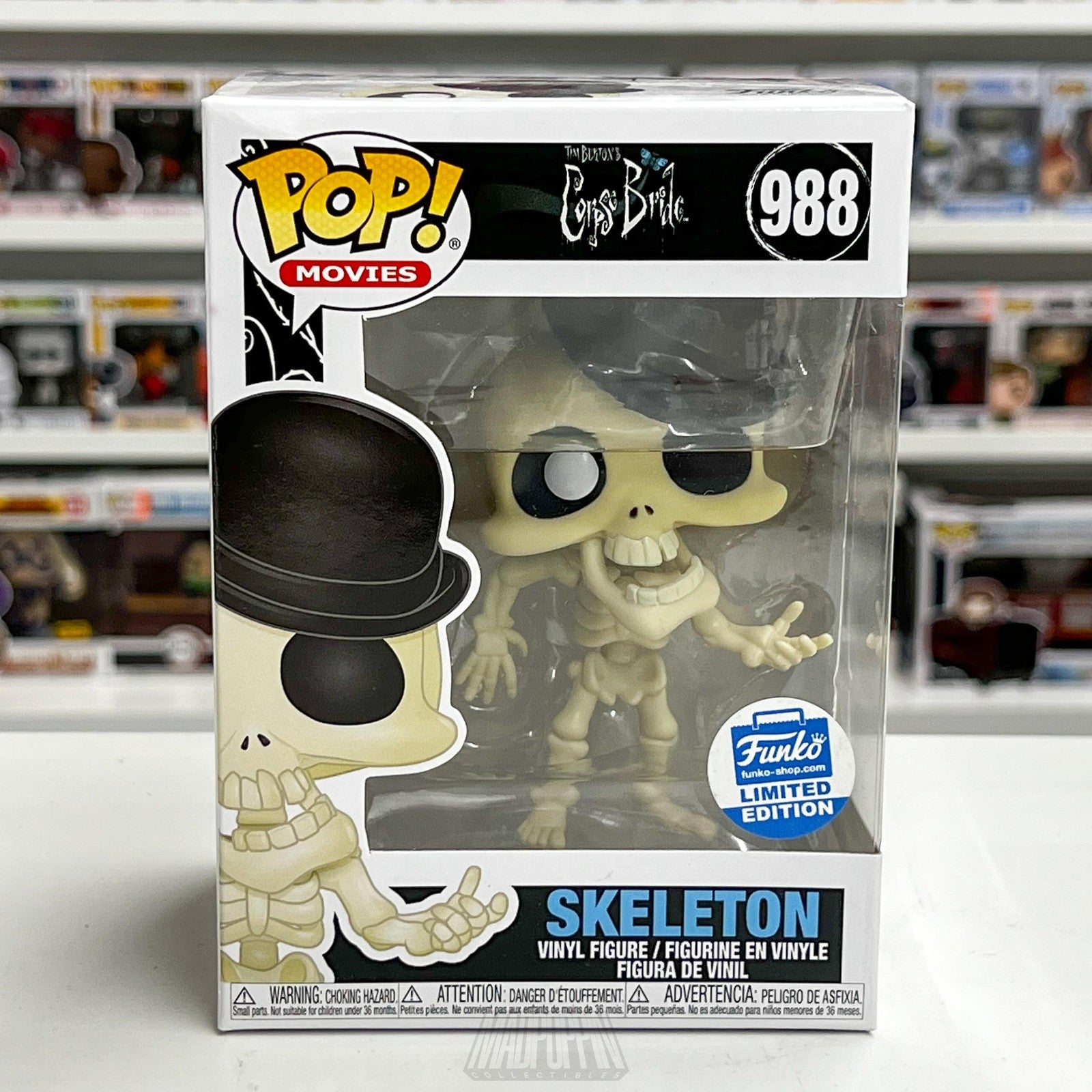 Funko Pop Movies Corpse Bride Skeleton 988 Tim Burton Limited Edition Vinyl