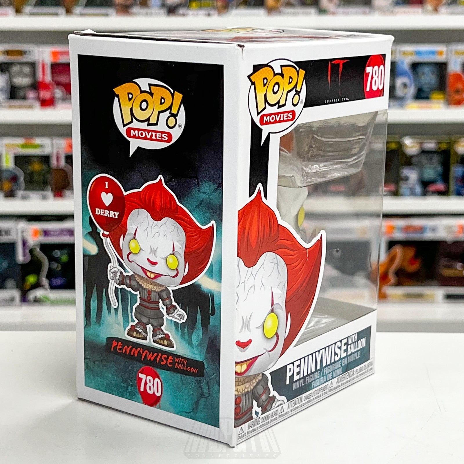 Funko Pop Movies IT Pennywise with Balloon I Heart Derry 780 Horror Vinyl Figure5