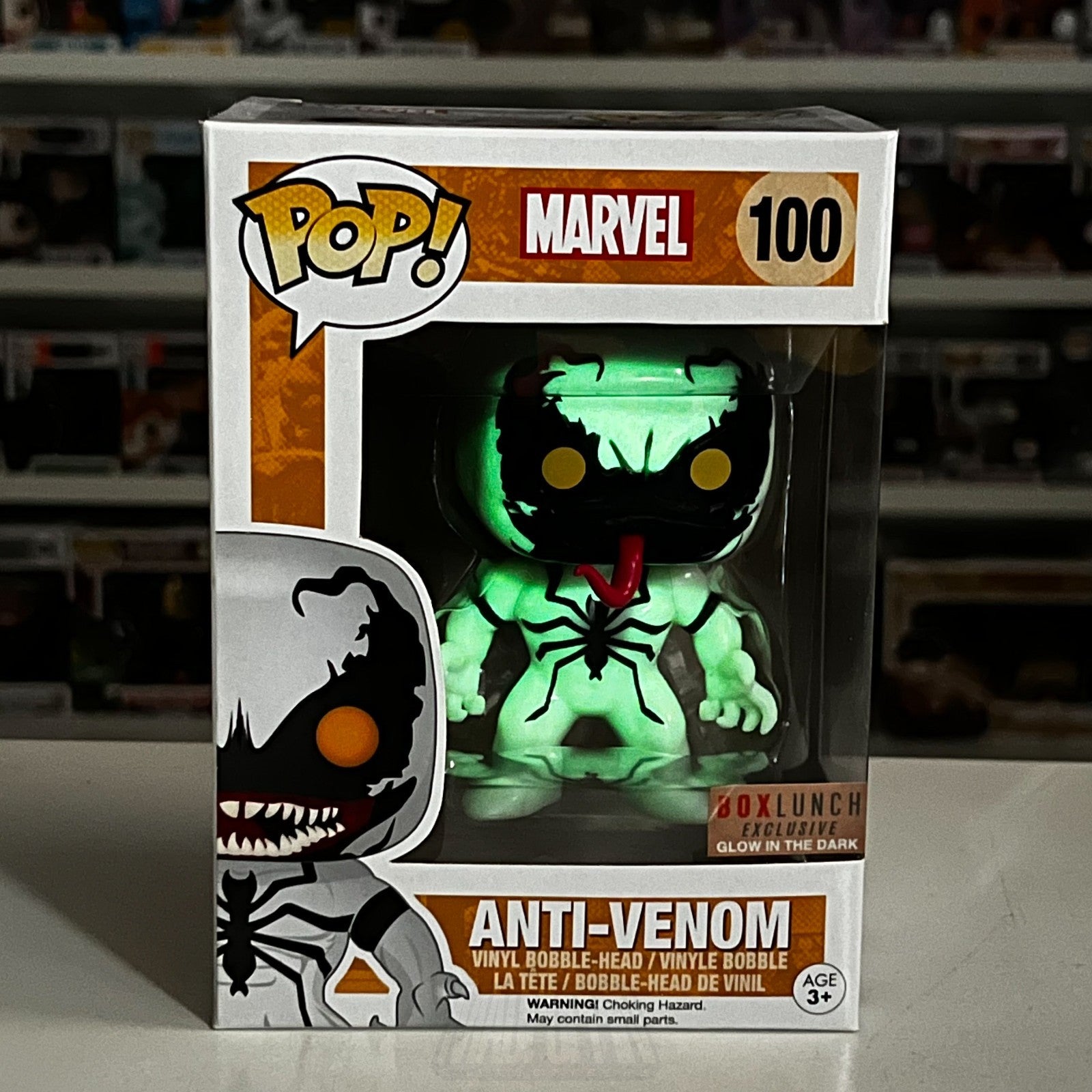 Funko Pop Marvel Anti-Venom Glow BoxLunch 100 Symbiote Spider-Man Vinyl Figure0