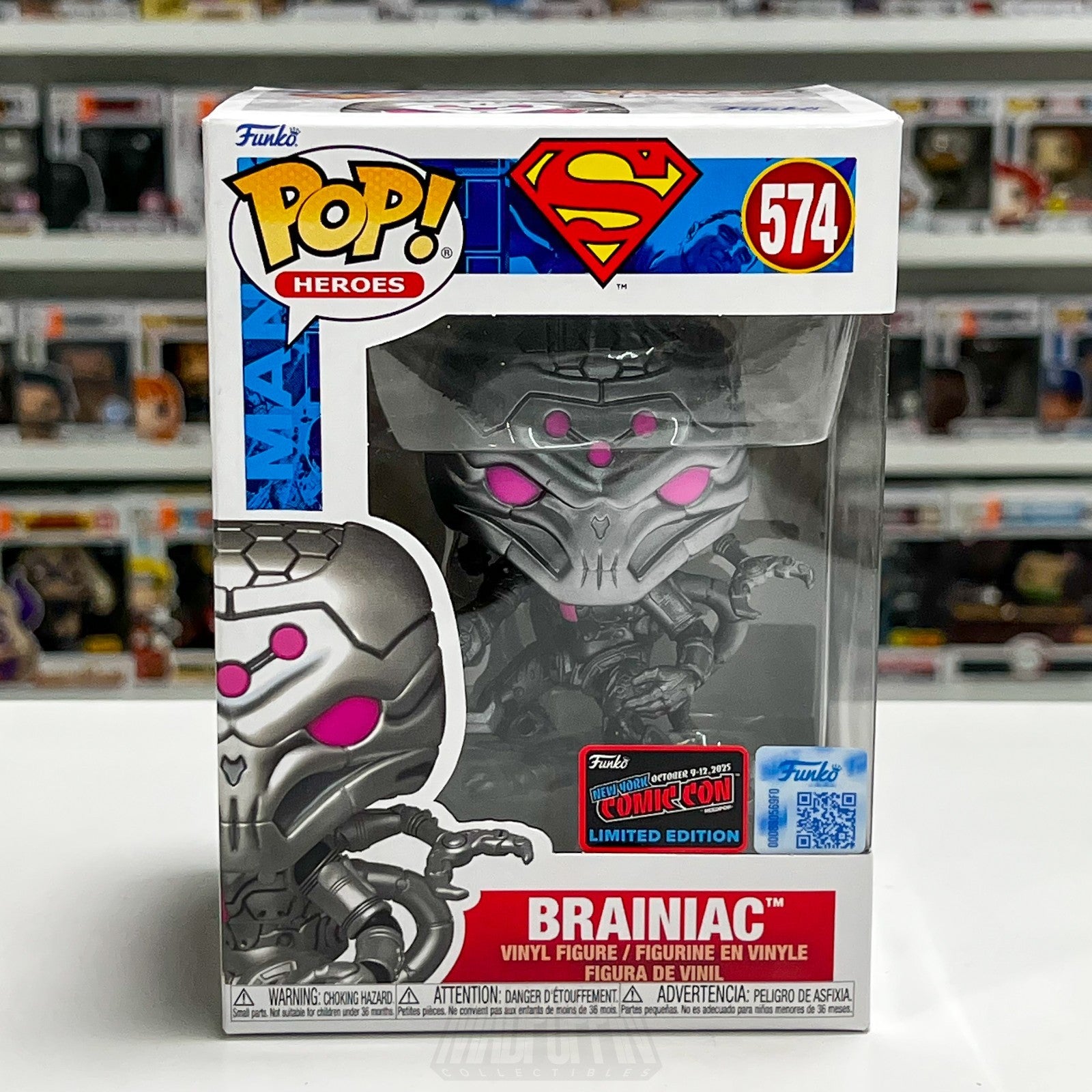 Funko Pop DC Heroes Brainiac 574 NYCC Official Con Sticker Superman Android Toy