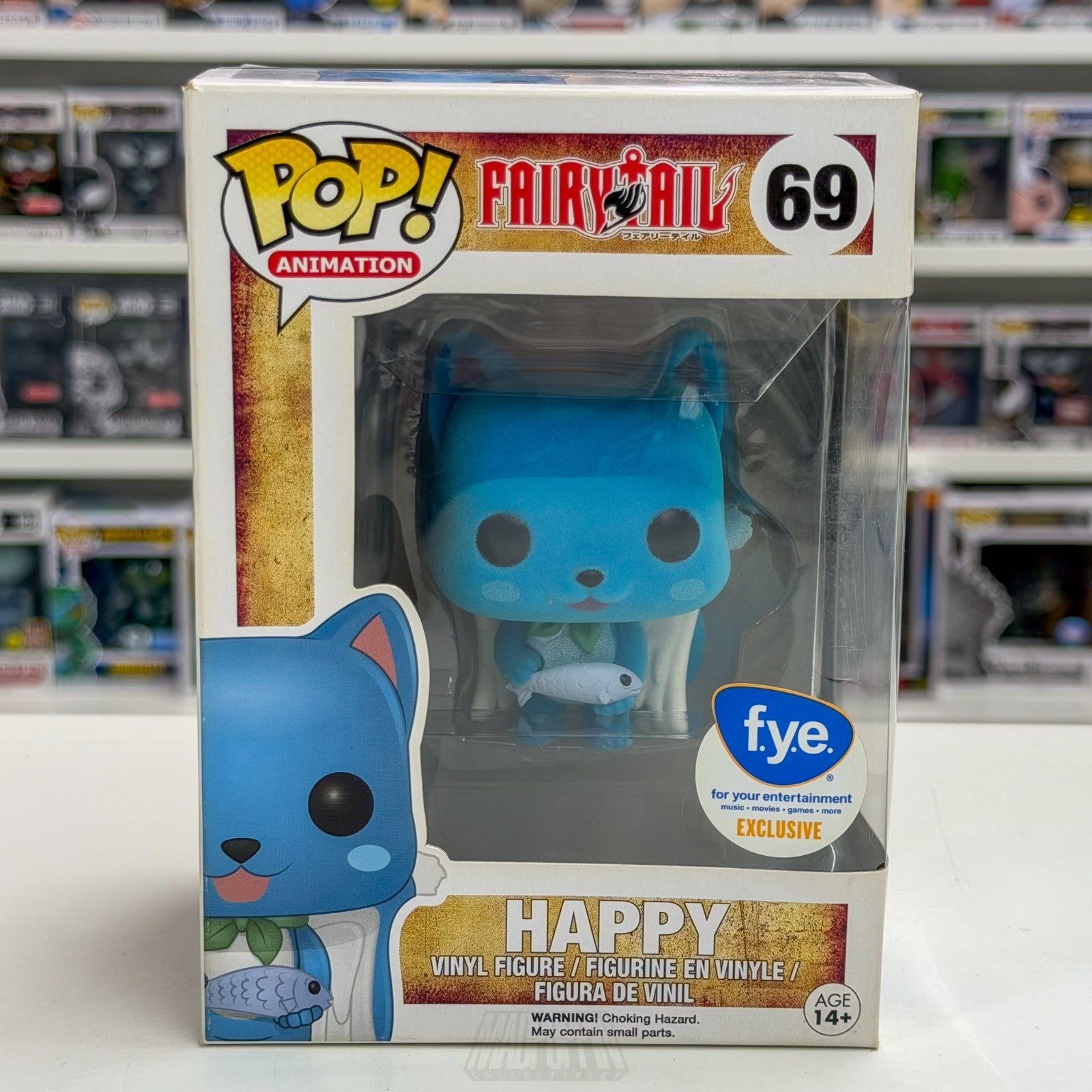 Funko Pop Anime Fairy Tail Happy FLOCKED FYE 69 Cat Japanese Manga Vinyl Figure0