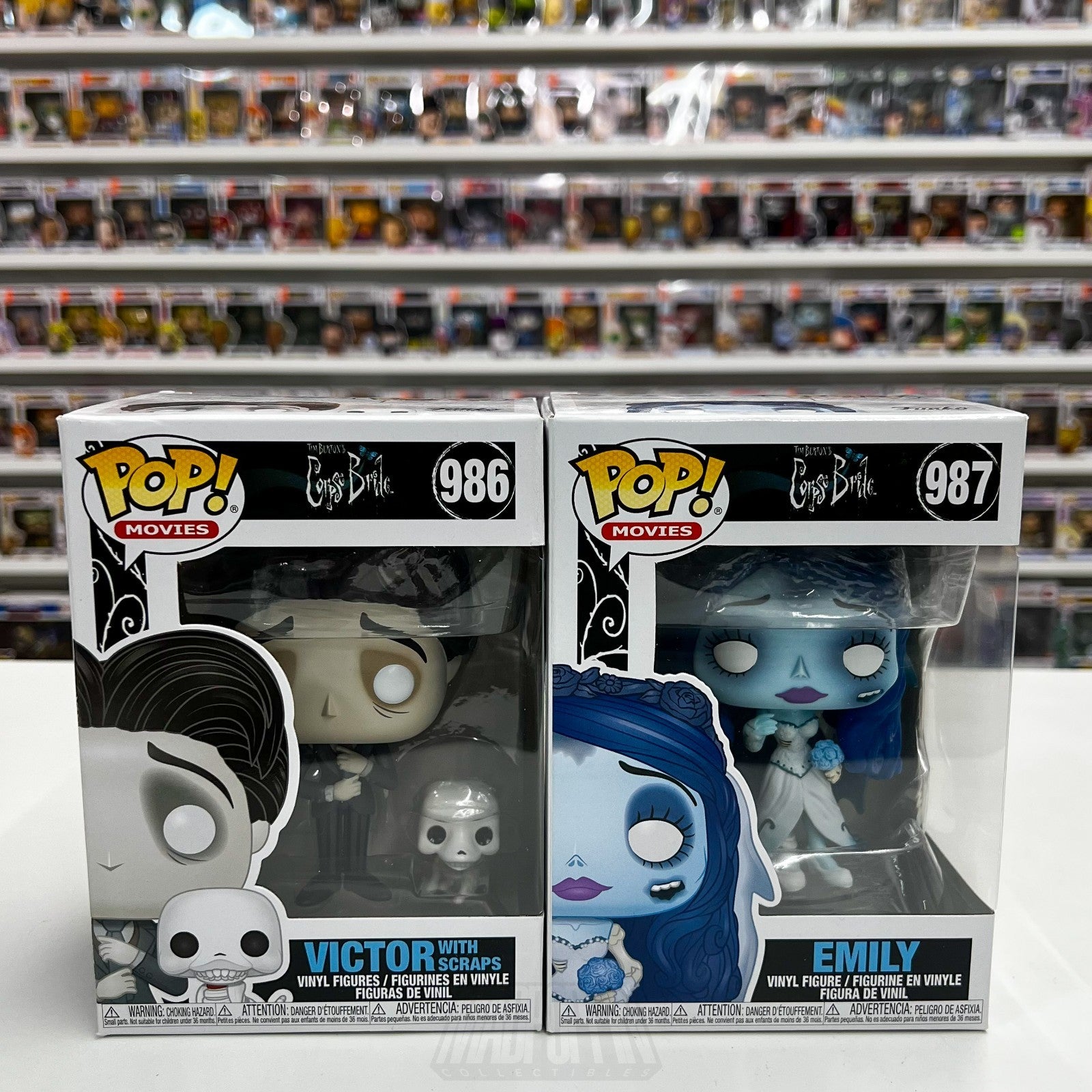Funko Pop Movies Tim Burton's Corpse Bride Set Victor w/Scraps 986 & Emily 9870