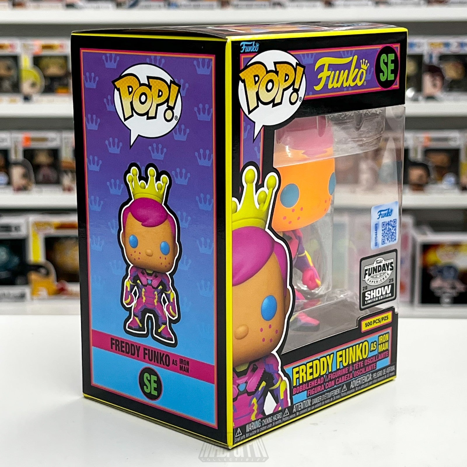 Funko Pop Fundays 2025 Freddy as Iron Man Blacklight Marvel Civil War 500pcs SE