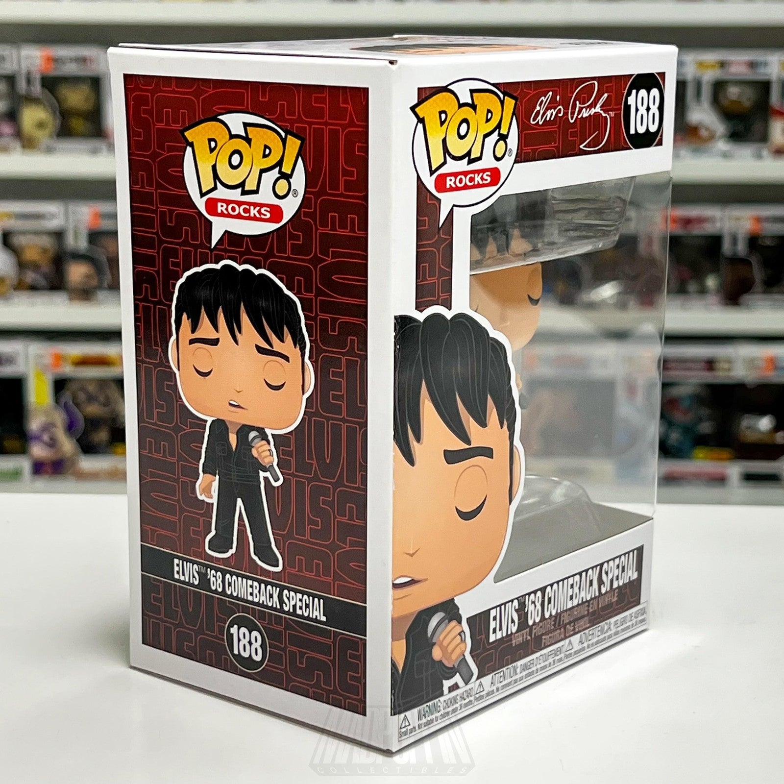 Funko Pop Rocks Elvis Presley 68 Comeback Special 188 Vinyl Figure NIB Toy