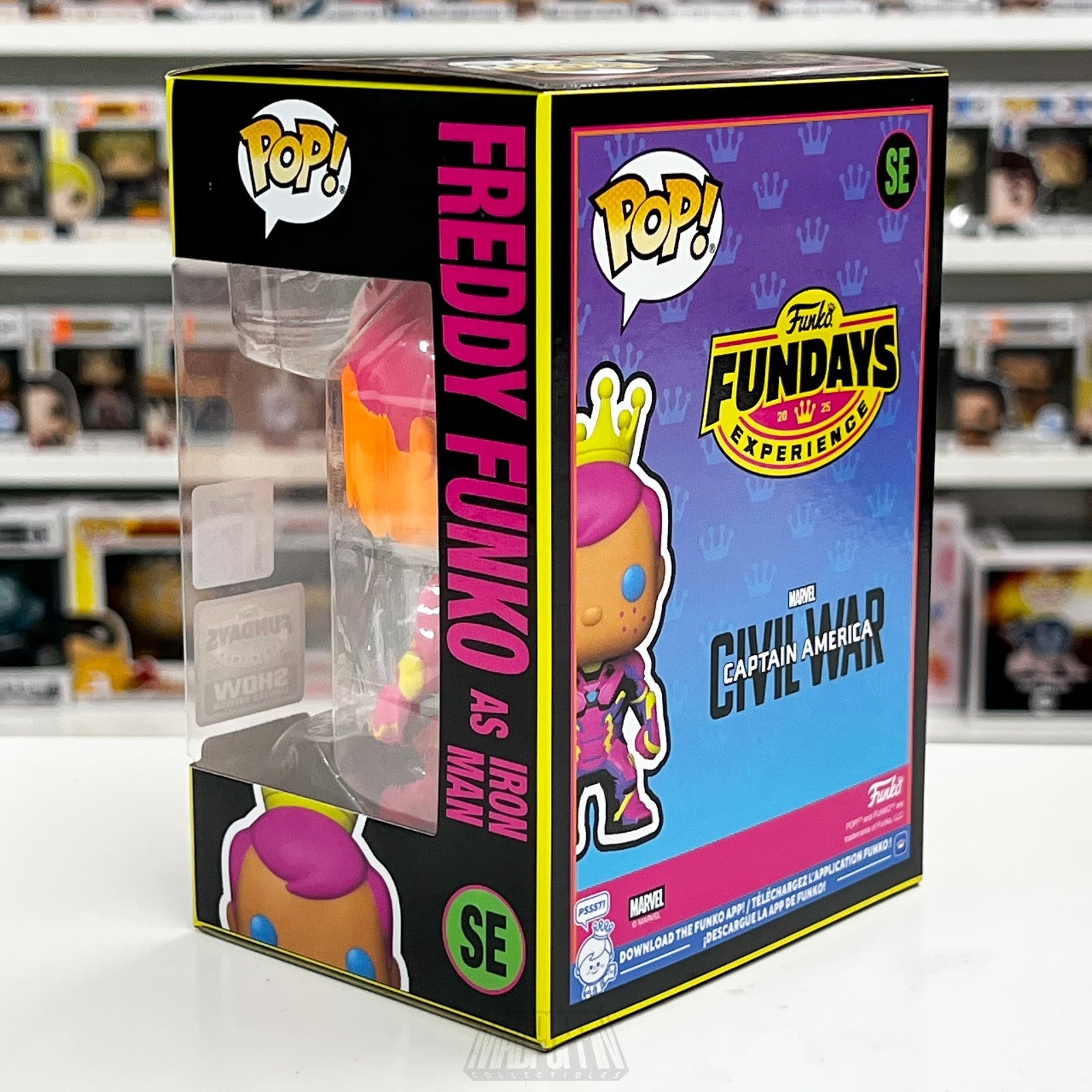 Funko Pop Fundays 2025 Freddy as Iron Man Blacklight Marvel Civil War 500pcs SE