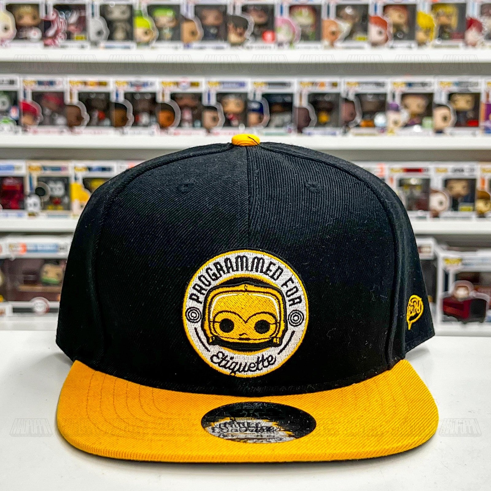 Star Wars Hat Cap Snap Back Black Yellow Programmed For Etiquette Funko Mens