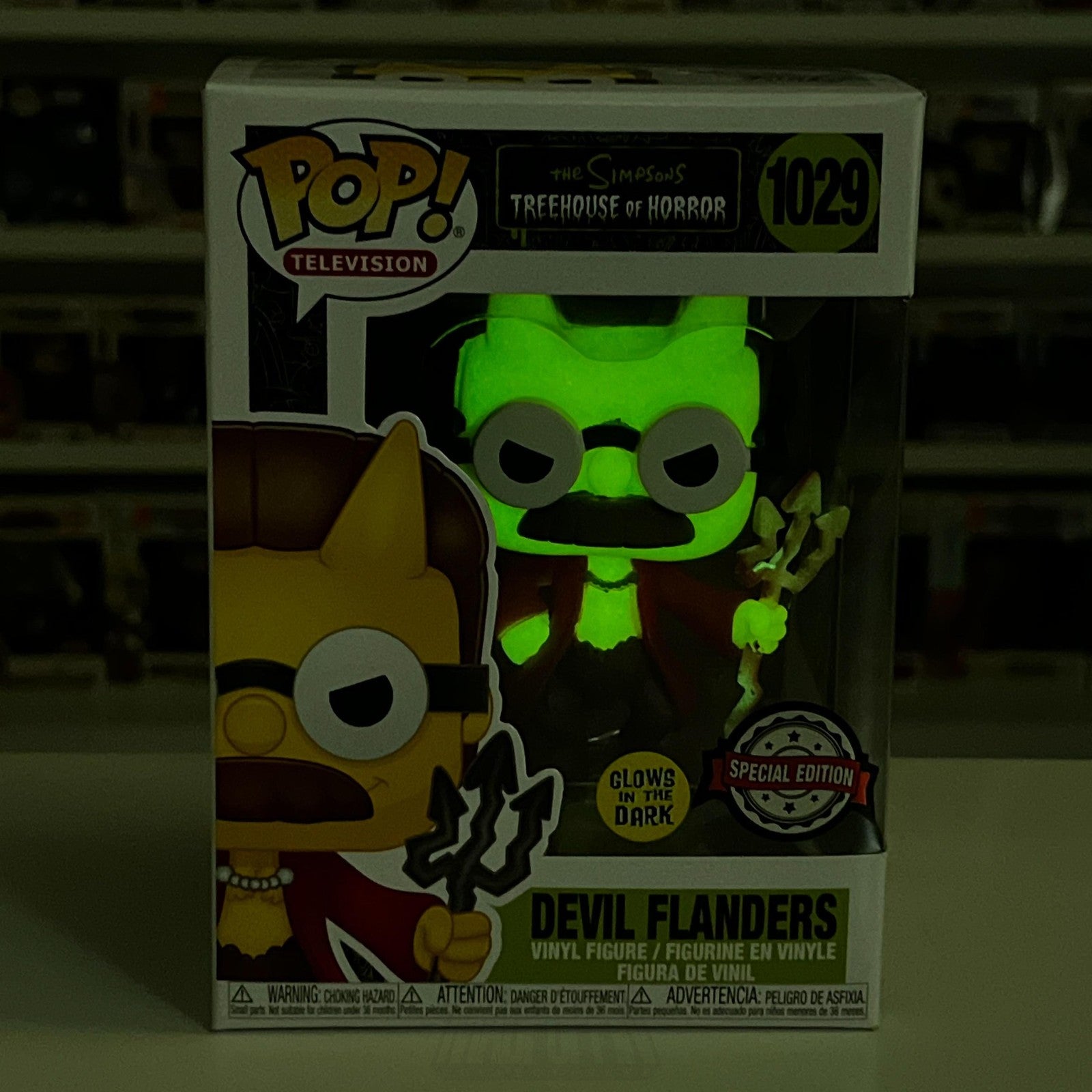 Funko Pop Simpsons Treehouse of Horror Devil Flanders 1029 Glow Special Edition