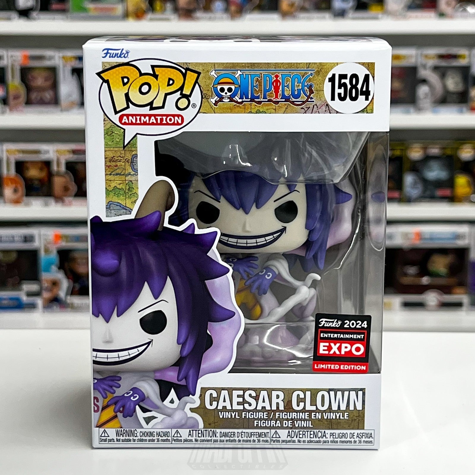 Funko Pop Anime One Piece Caesar Clown 1584 C2E2 Expo Exclusive Vinyl Figure Toy0