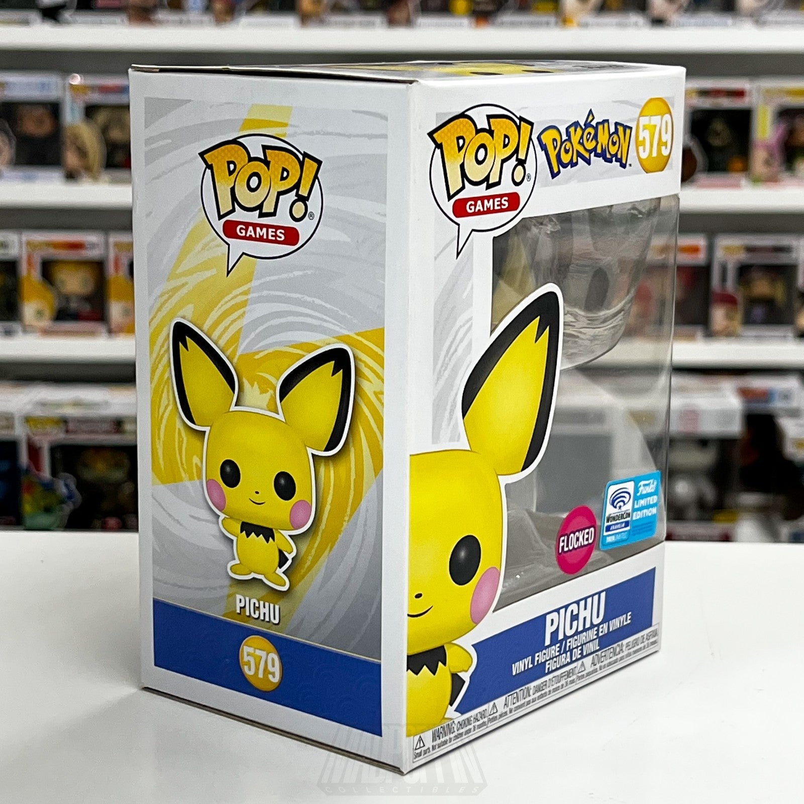 Funko Pop Games Pokemon Pichu Flocked WonderCon 579 Official Sticker TCG Figure5