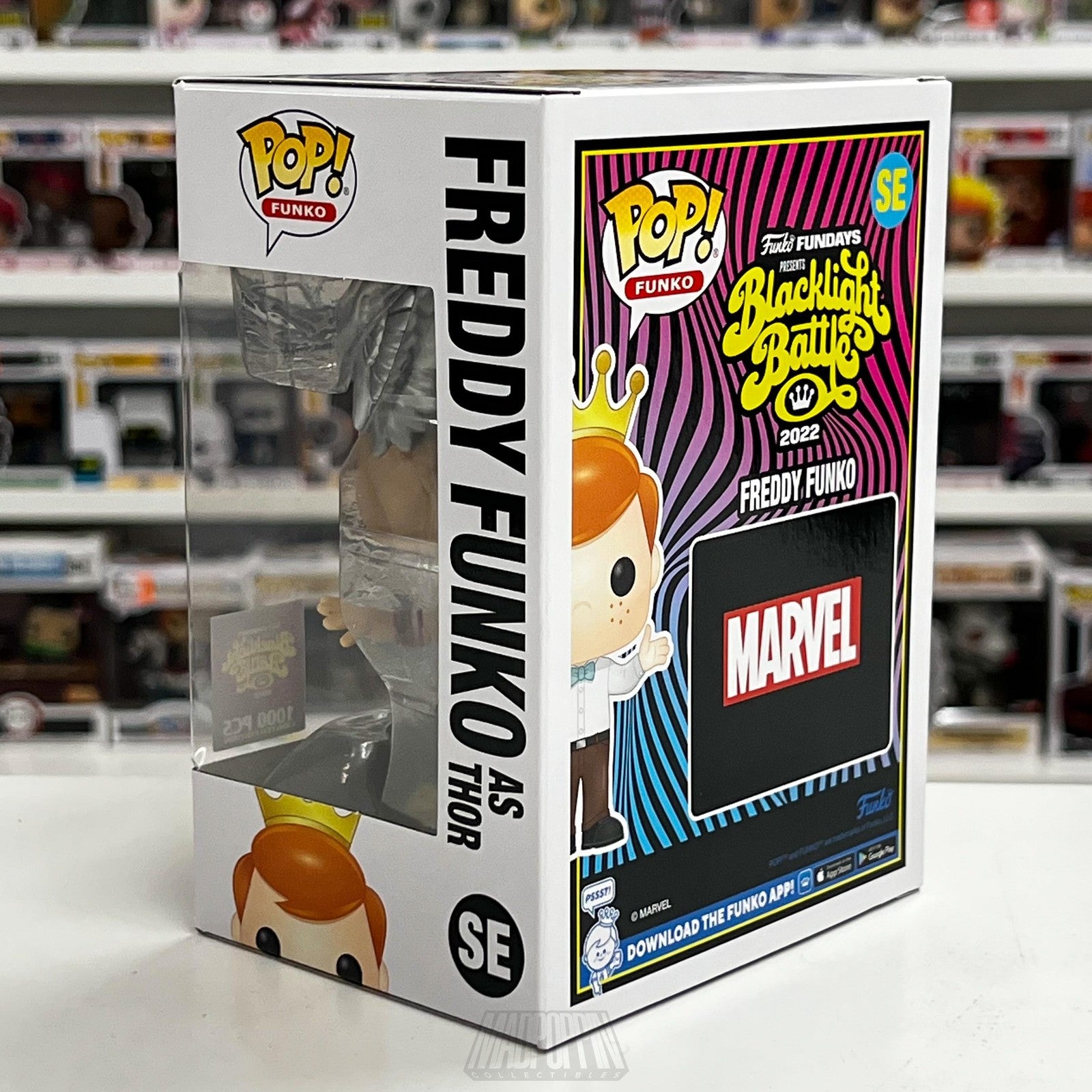 Freddy Funko as Thor Pop! Fundays 2022 Blacklight Battle SE Marvel Metallic 1000