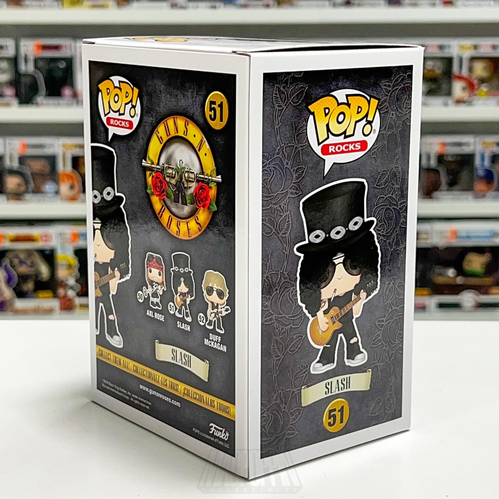 Funko Pop Rocks Slash 51 Guns N' Roses Vinyl Figure Window Display Box 2018 GNR