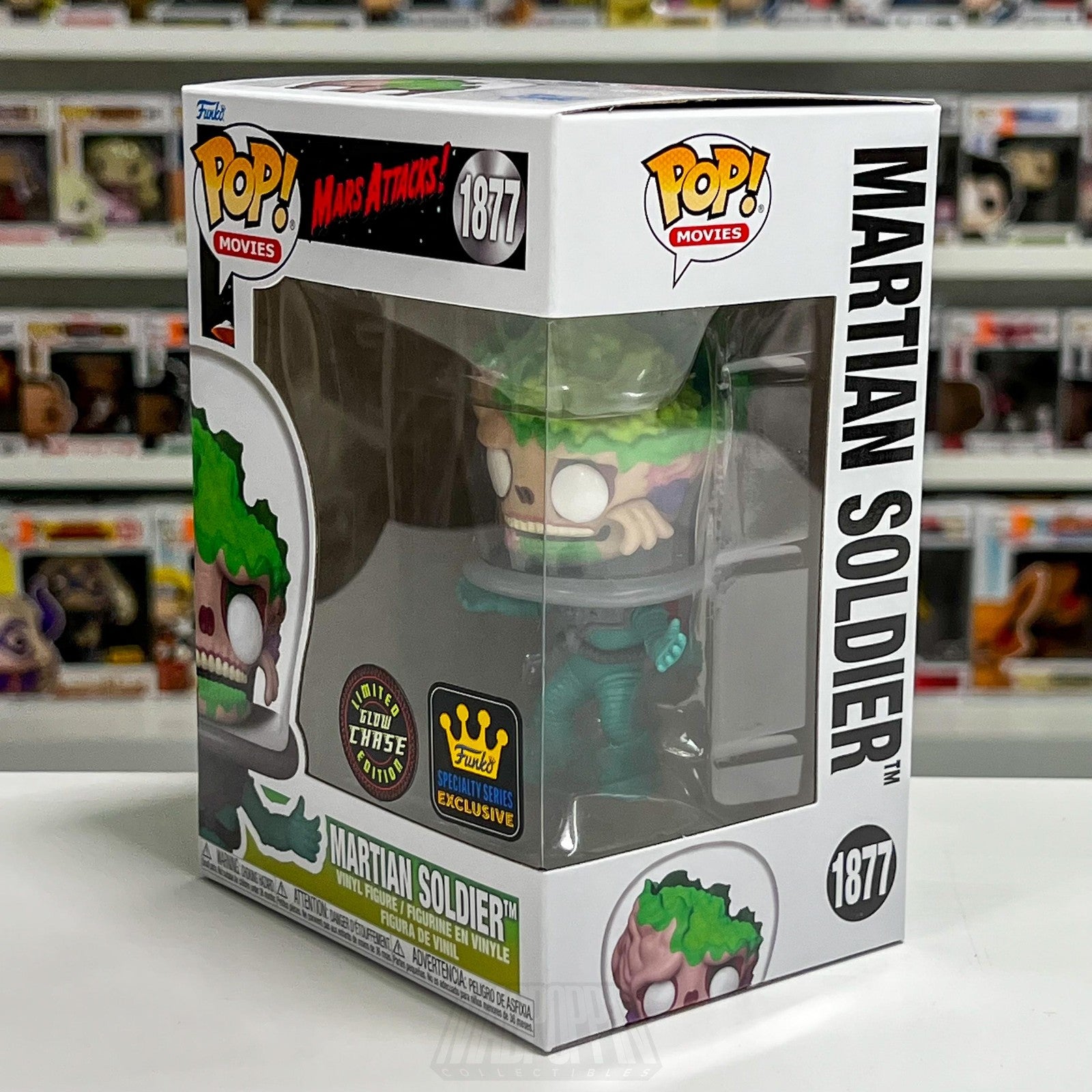 Funko Pop Mars Attacks Martian Soldier 1877 Glow Chase Specialty Exclusive Movie