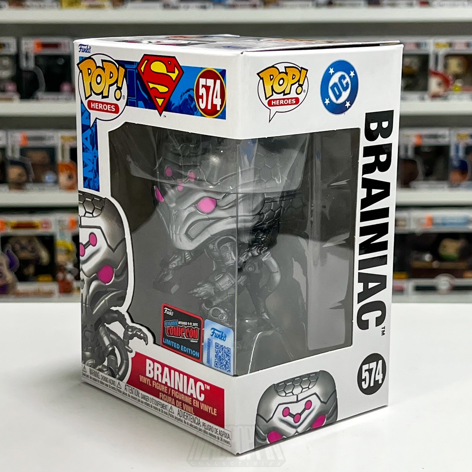 Funko Pop DC Heroes Brainiac 574 NYCC Official Con Sticker Superman Android Toy