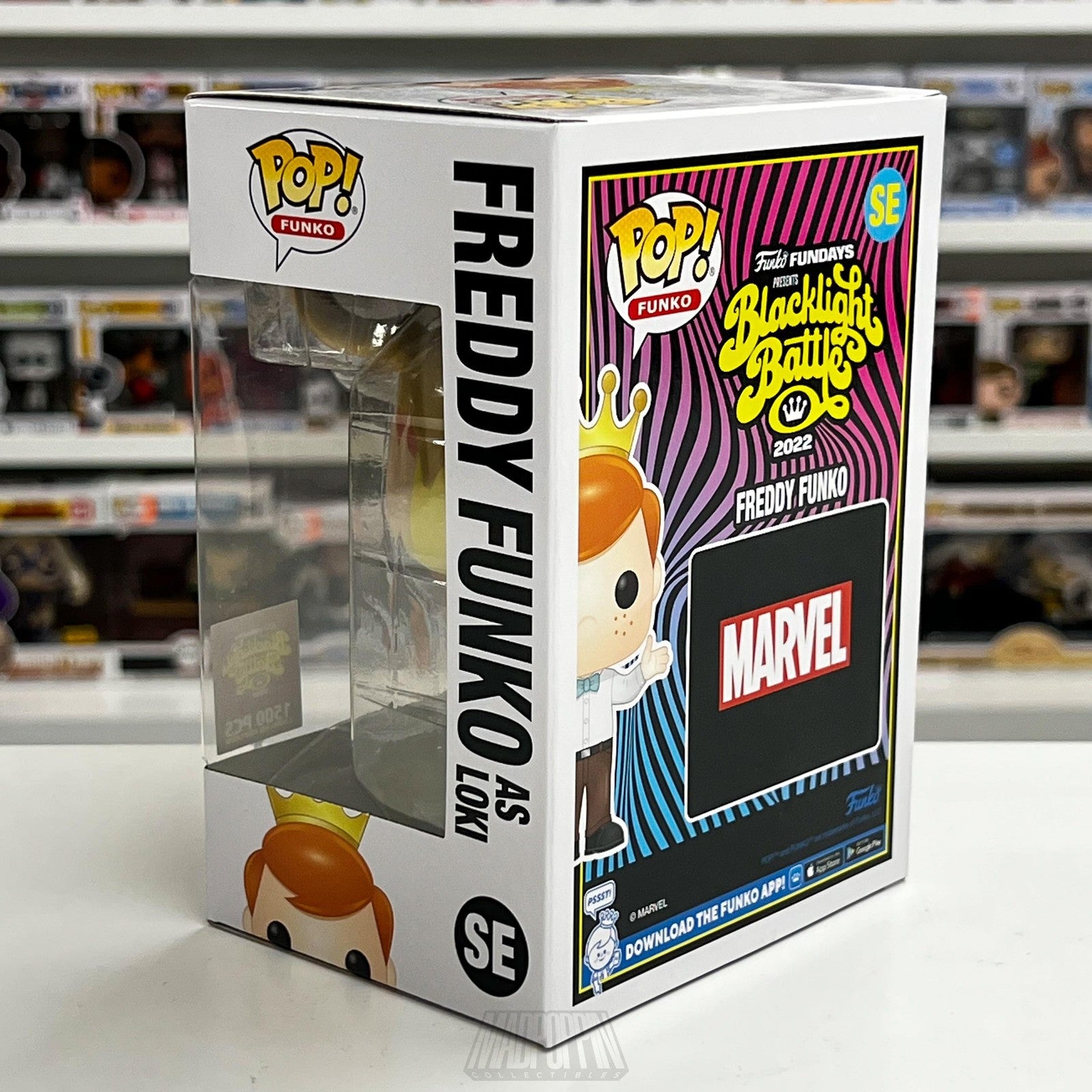 Freddy Funko as Loki Blacklight Battle 2022 Marvel Pop Limited 1500 PCS