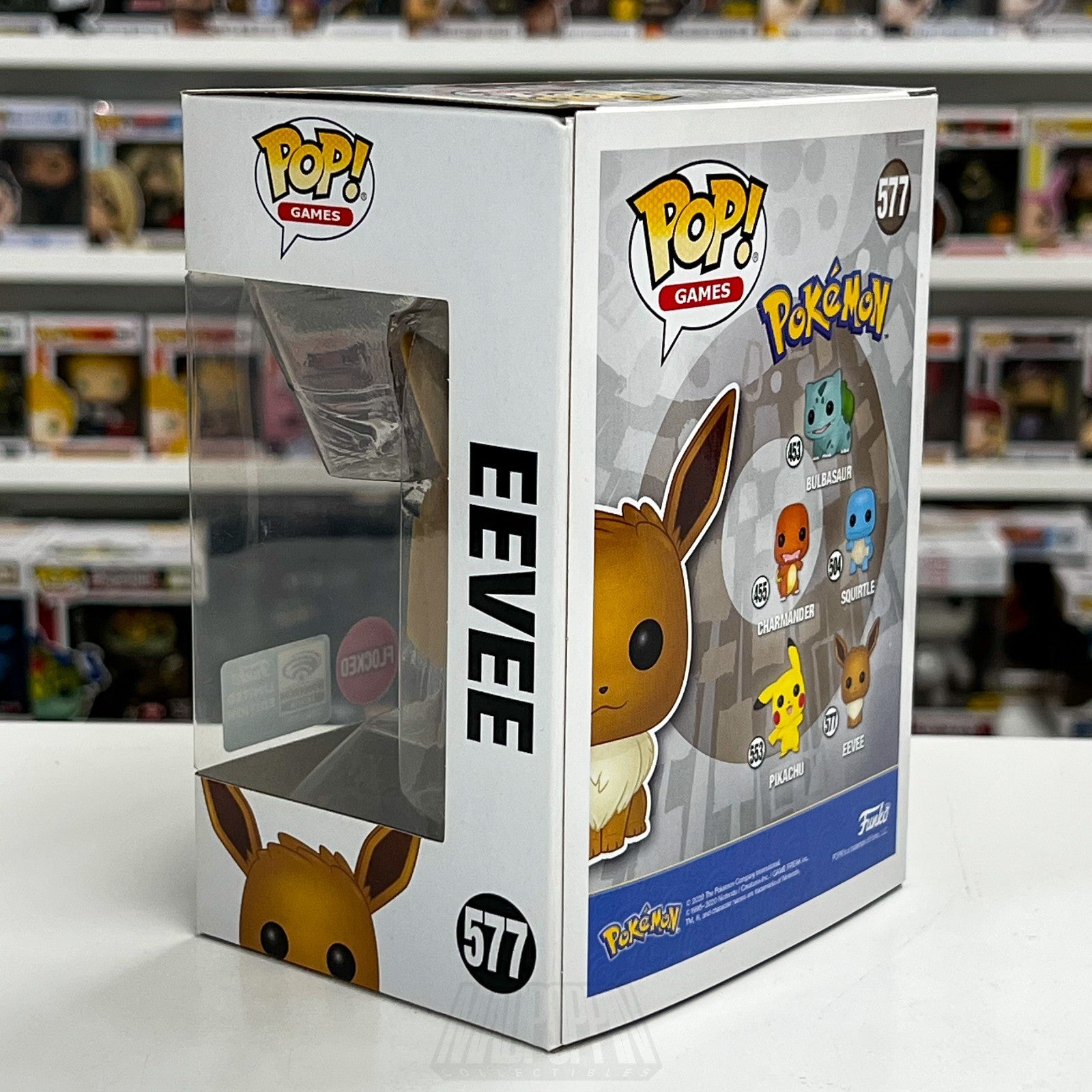 Funko Pop Games Pokemon Eevee Flocked WonderCon 577 Official Sticker TCG Figure2