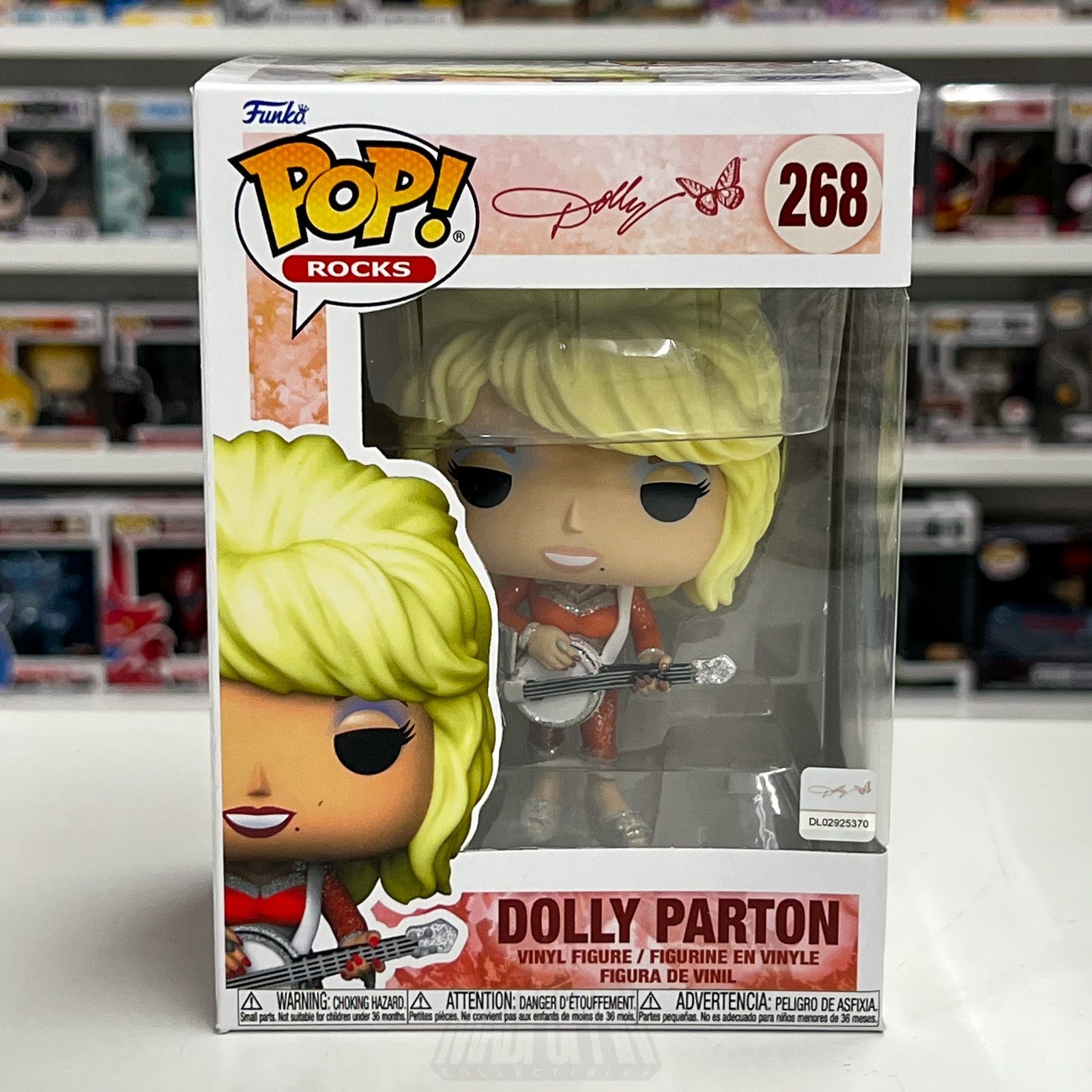 Funko Pop Rocks Dolly Parton Banjo 268 American Queen Country Singer Toy Figure0