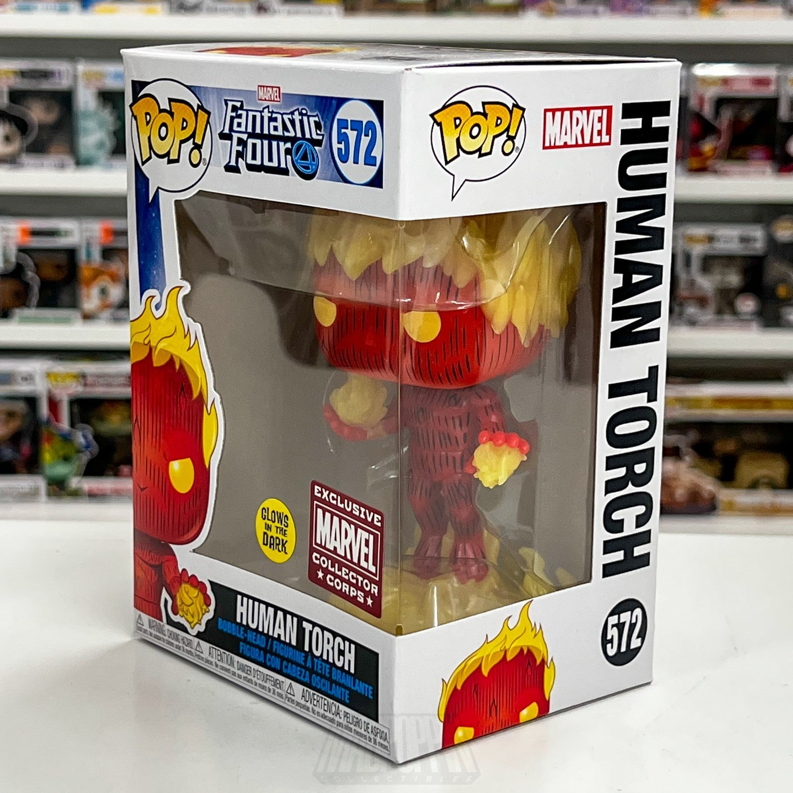 Funko Pop Marvel Collector Corps Fantastic Four Human Torch Glow 572 Toy Figure2