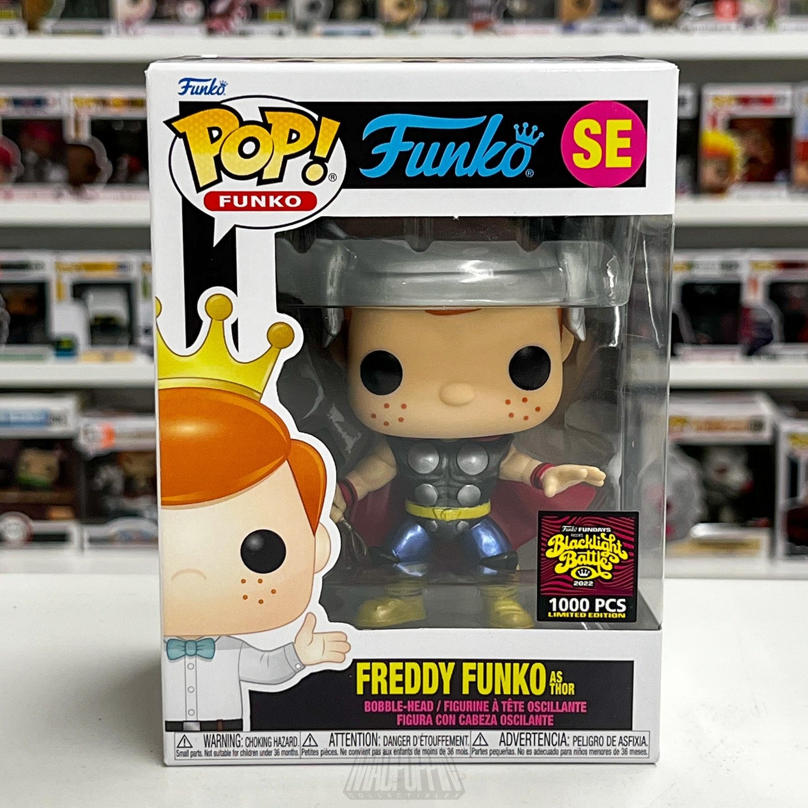 Freddy Funko as Thor Pop! Fundays 2022 Blacklight Battle SE Marvel Metallic 1000