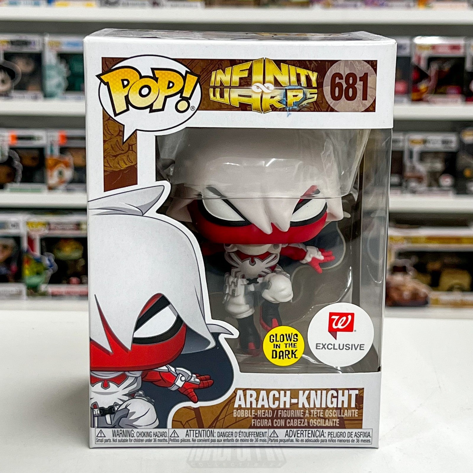 Funko Pop Marvel Infinity Warps ArachKnight Glow Walgreens 681 Toy Vinyl Figure1