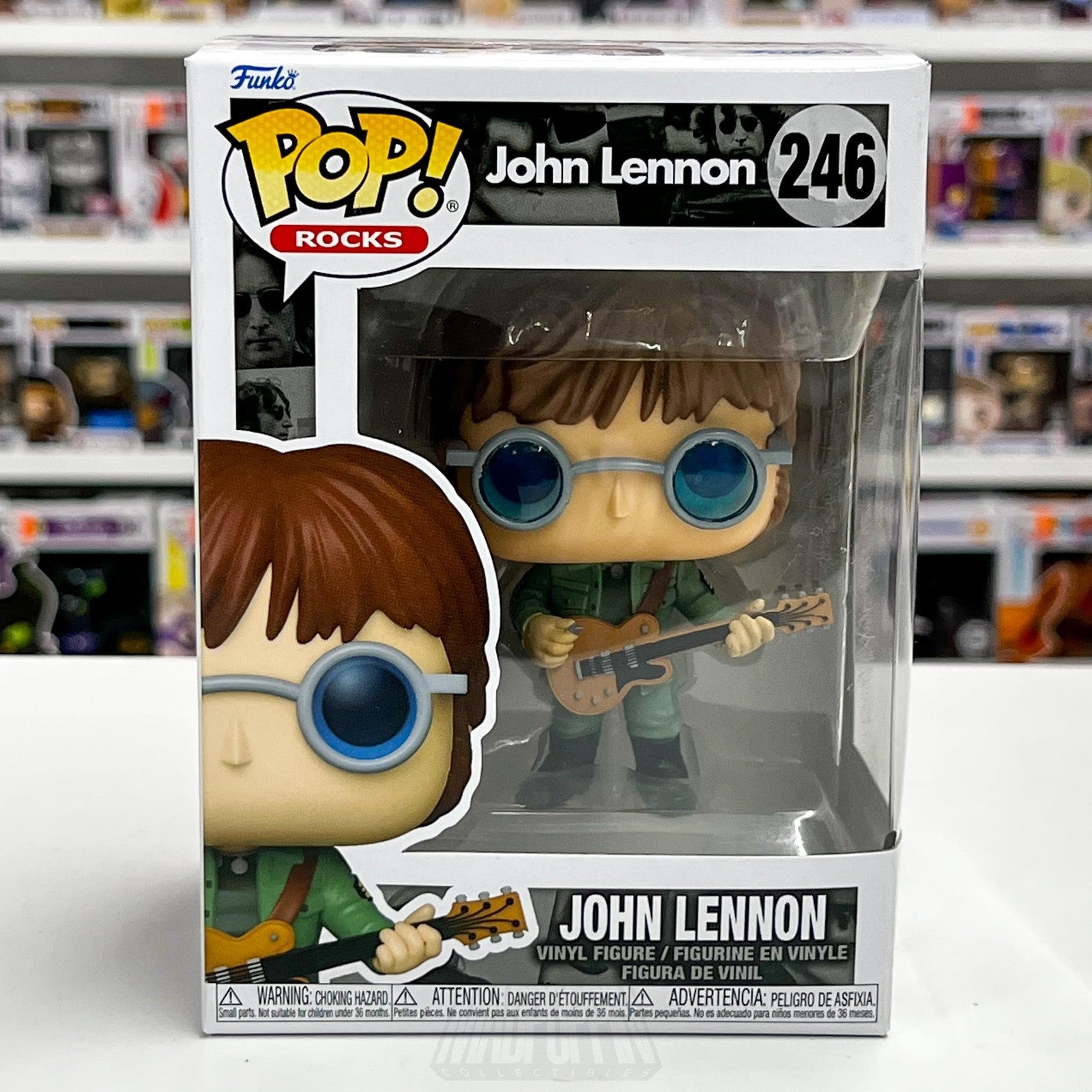 Funko Pop! Rocks John Lennon #246 Vinyl Figure Guitar Blue Glasses Collectible0