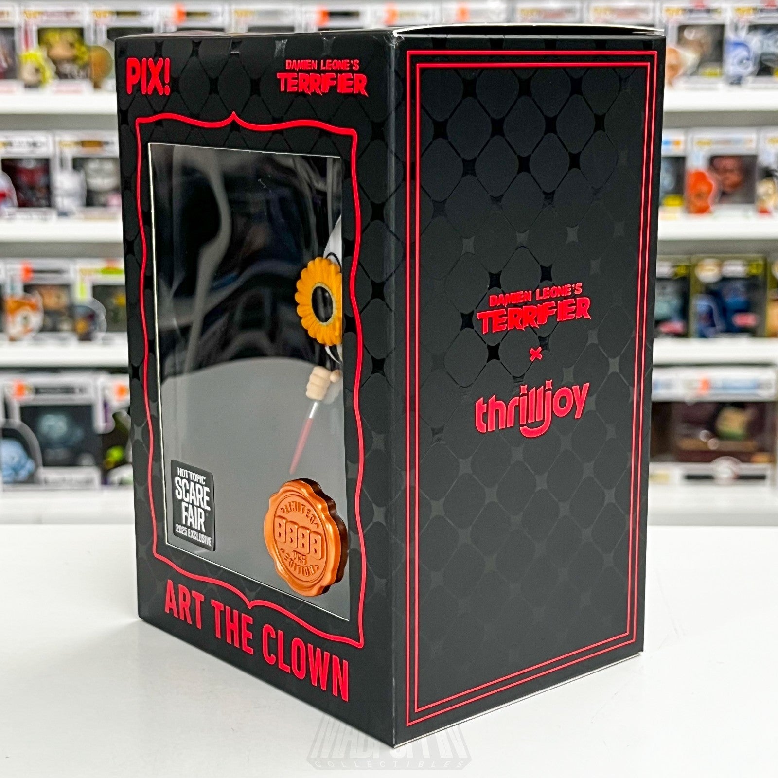 Thrilljoy PIX Art the Clown Hot Topic Scare Fair 2025 Bloody Clown Vinyl Figure1