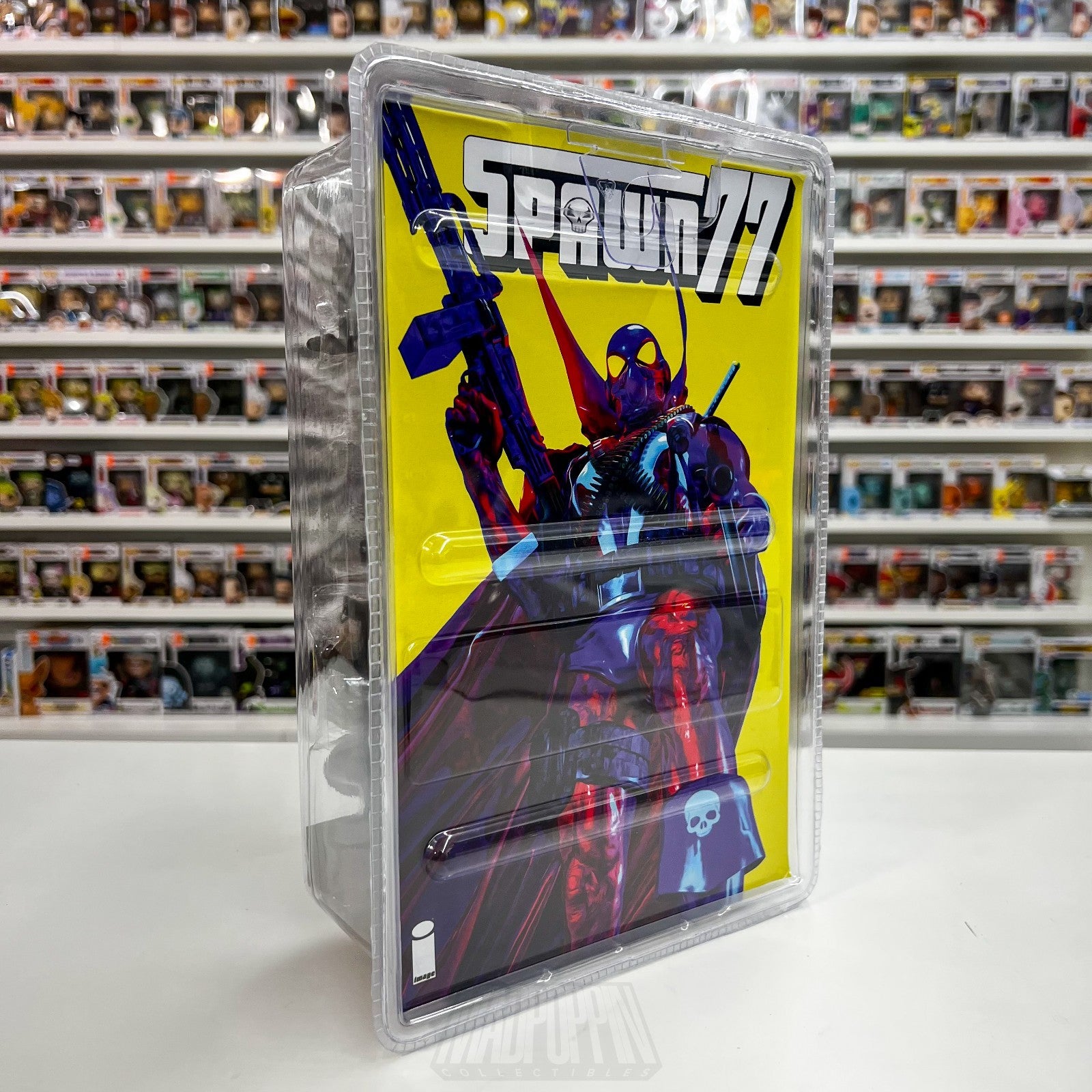 McFarlane Toys Spawn 1977 Page Punchers RED PLATINUM 7" Action Figure Comic Blue