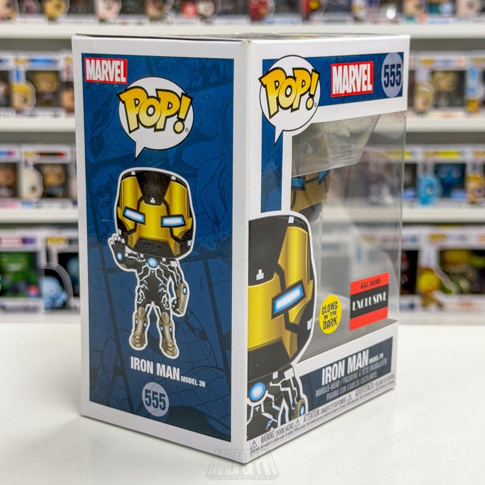 Funko Pop Marvel Iron Man Model 39 Glow in the Dark AAA Anime 555 Vinyl Figure