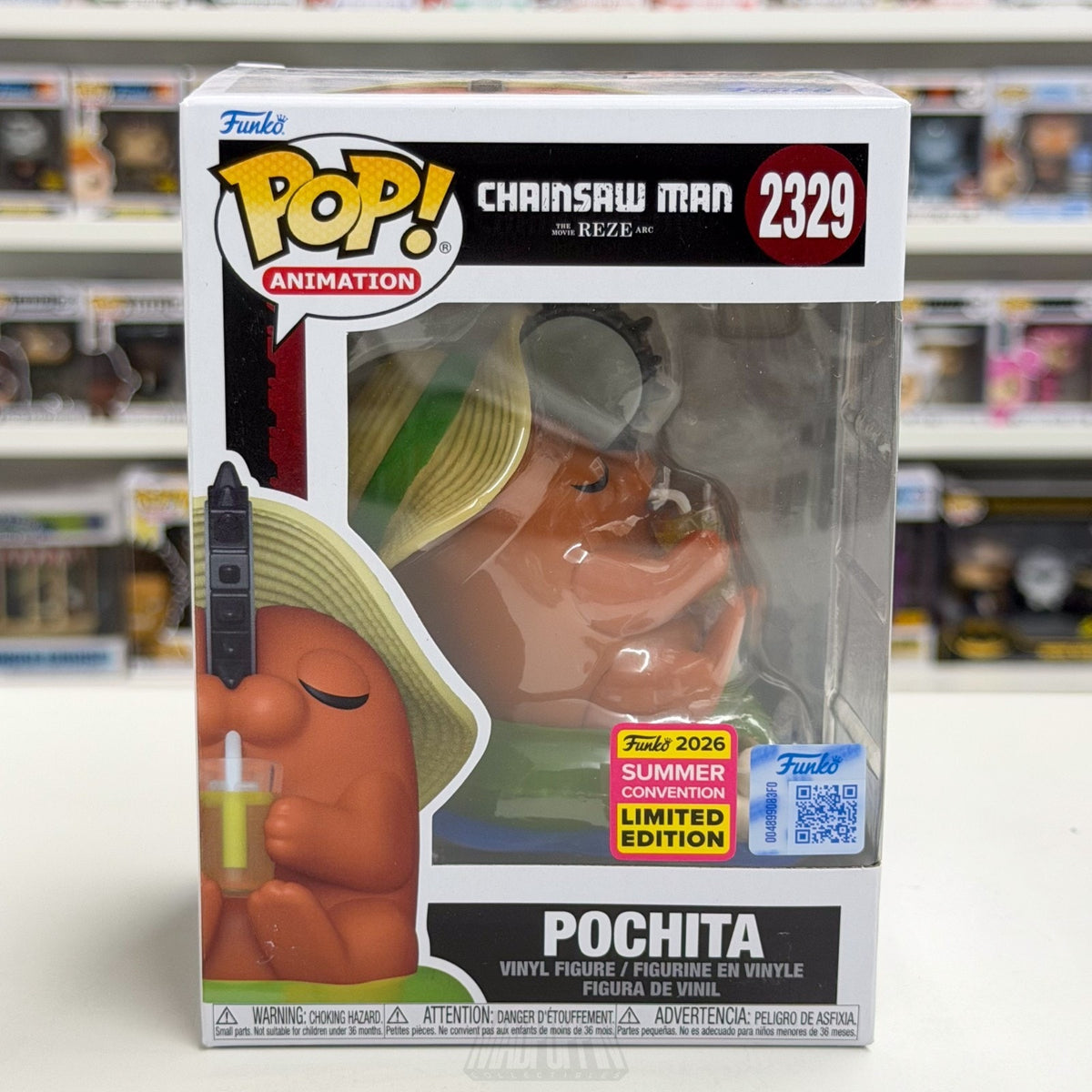 Funko Pop Anime Chainsaw Man Pochita Sunhat Lounging SDCC 2329 Toy Vinyl Figure