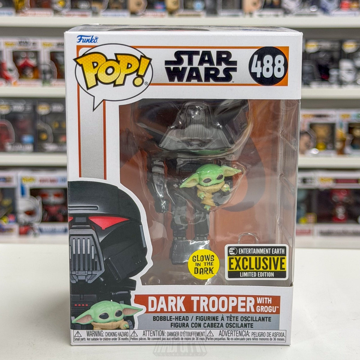 Funko Pop Star Wars Dark Trooper w/Grogu Entertainment Earth 488 Vinyl Figure