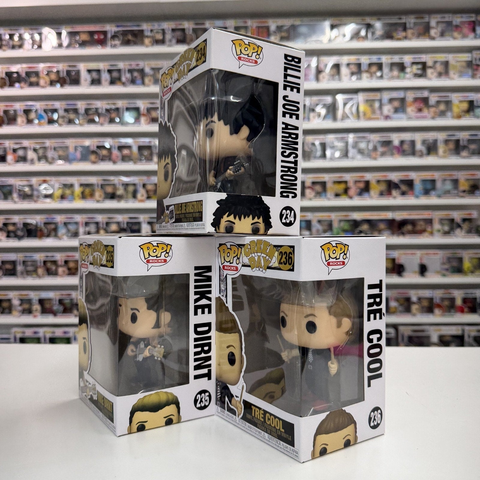 Funko Pop Rocks Green Day Complete Set Billie Joe Mike Tre Punk Vinyl Figures
